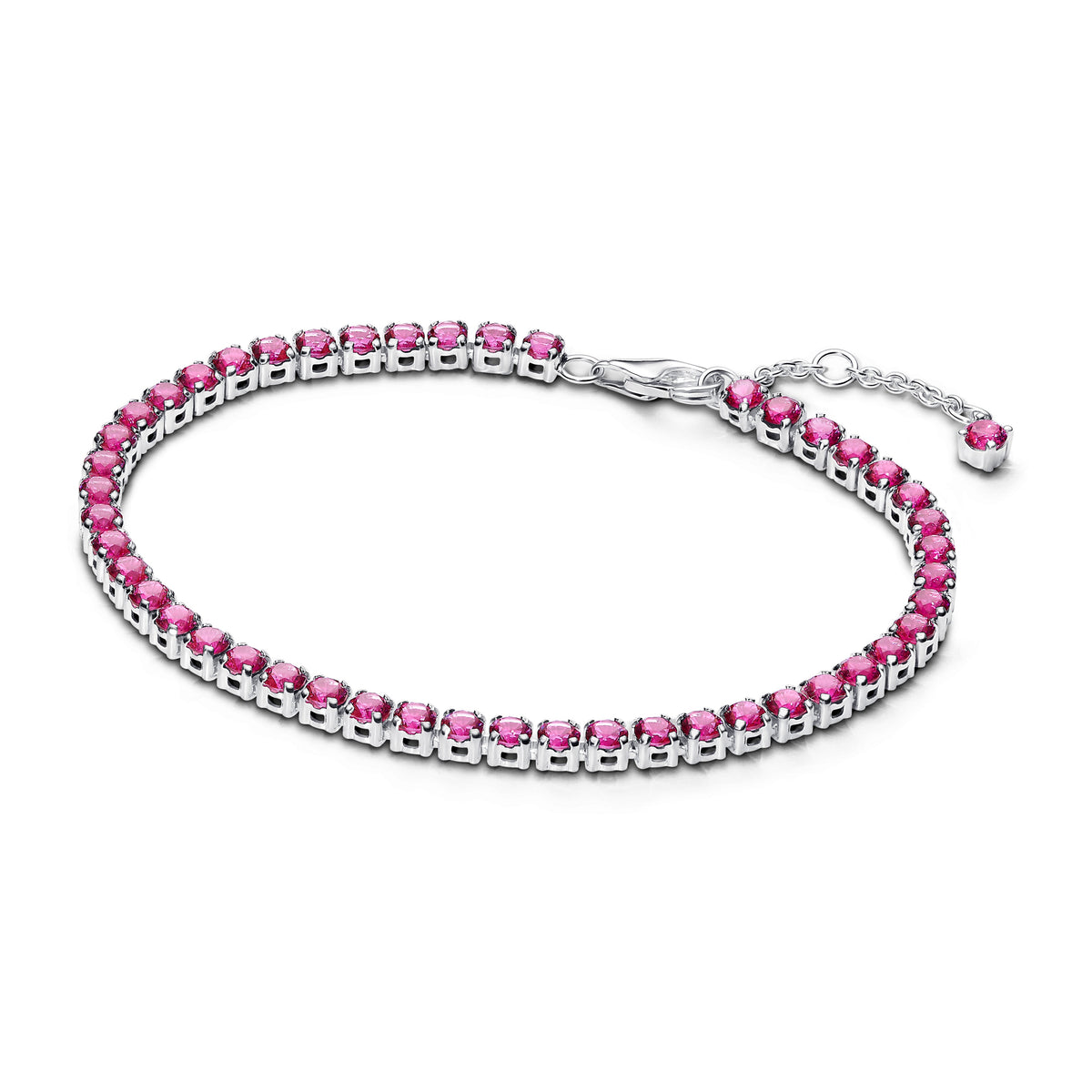 Bracelet – Sterling Silver – Sparkling Pink Tennis