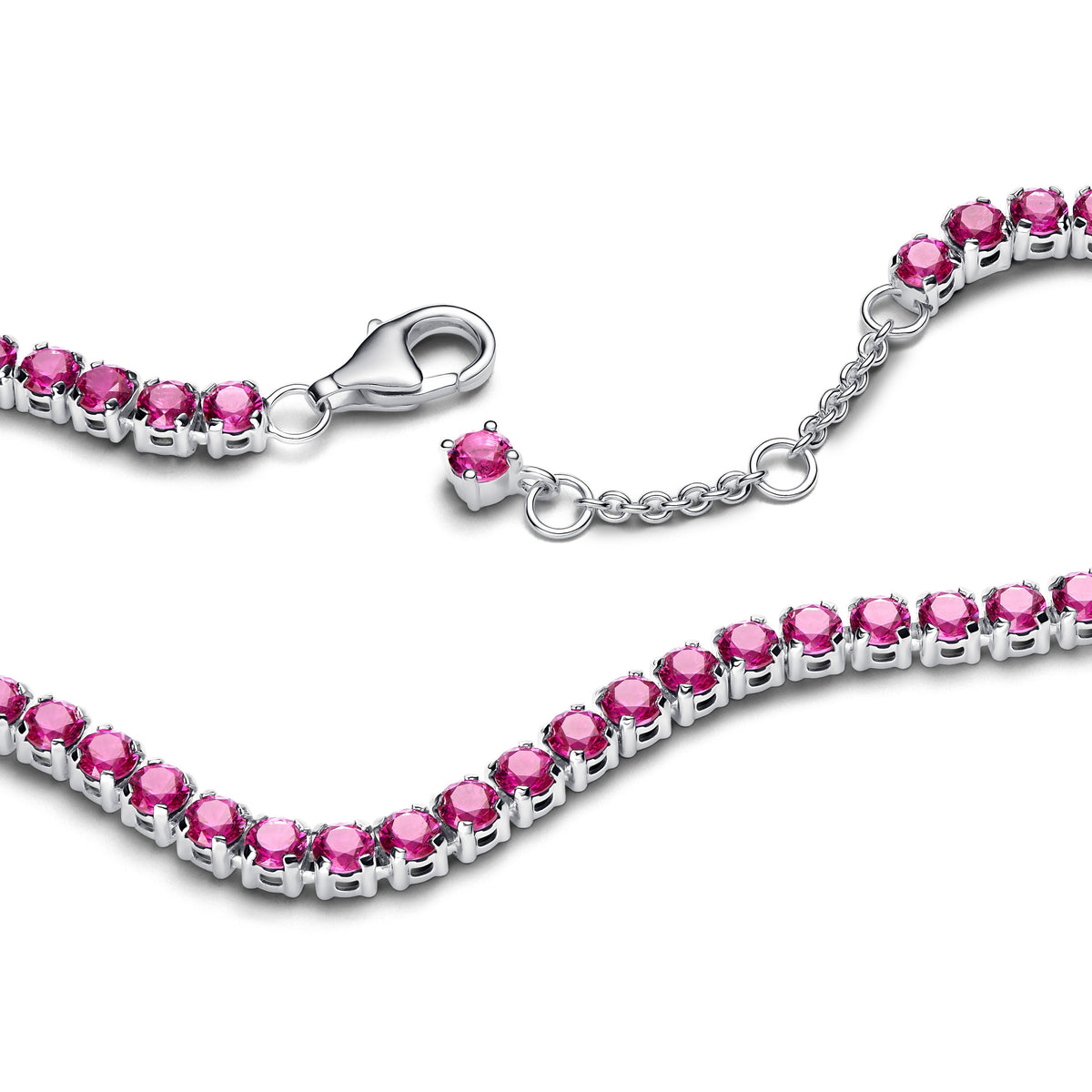 Bracelet – Sterling Silver – Sparkling Pink Tennis