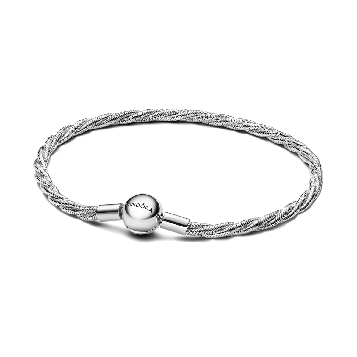 Bracelet – Sterling Silver – Round Pandora Clasp Twisted Snake Chain