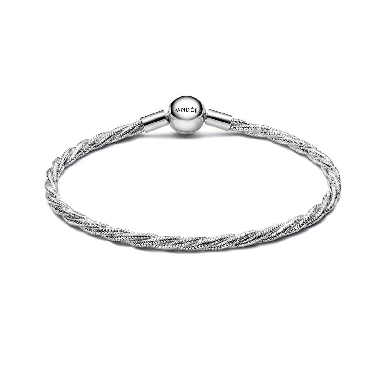 Bracelet – Sterling Silver – Round Pandora Clasp Twisted Snake Chain