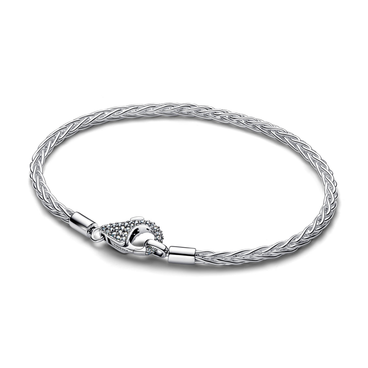 Bracelet – Sterling Silver – Pavé Clasp Foxtail Chain Charm