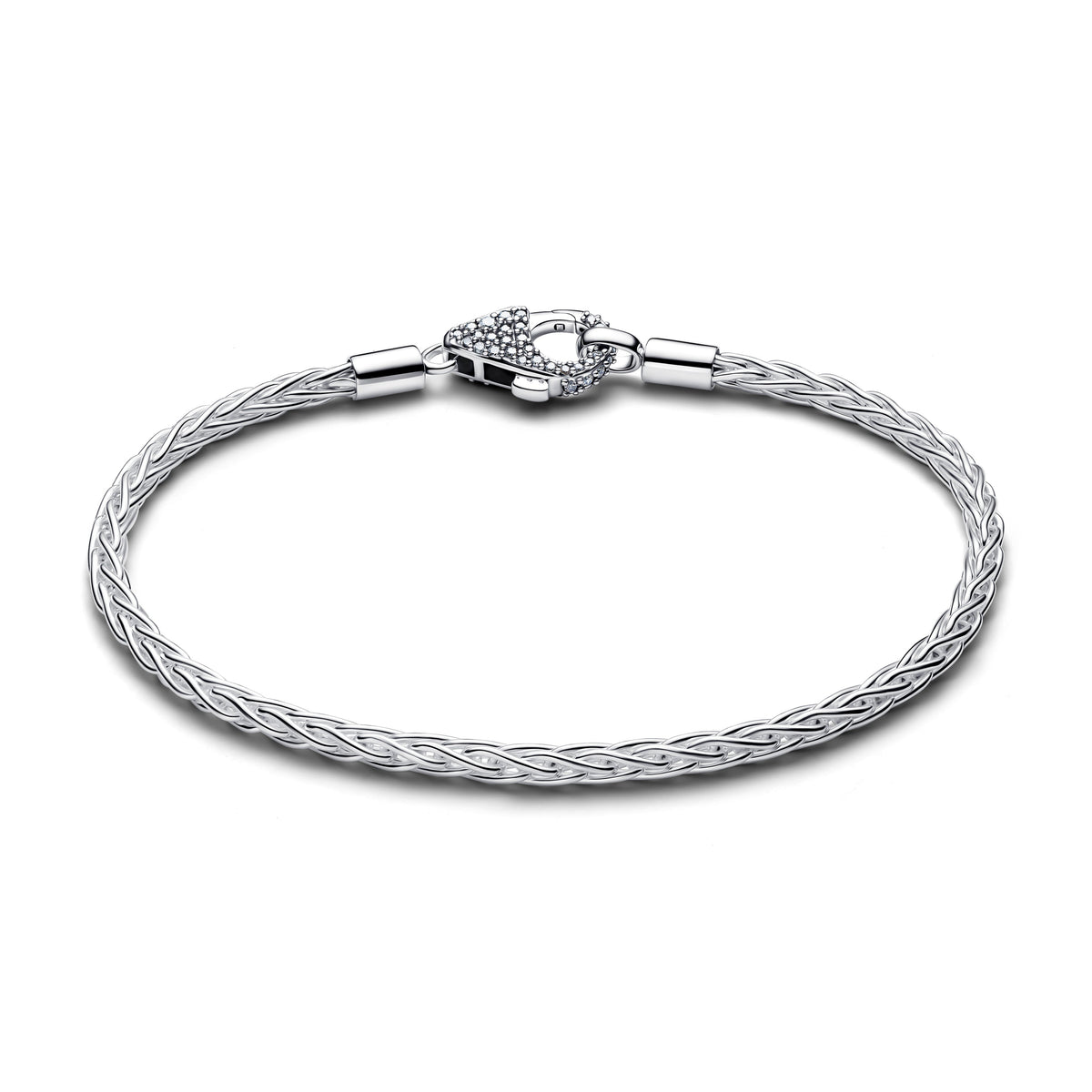 Bracelet – Sterling Silver – Pavé Clasp Foxtail Chain Charm