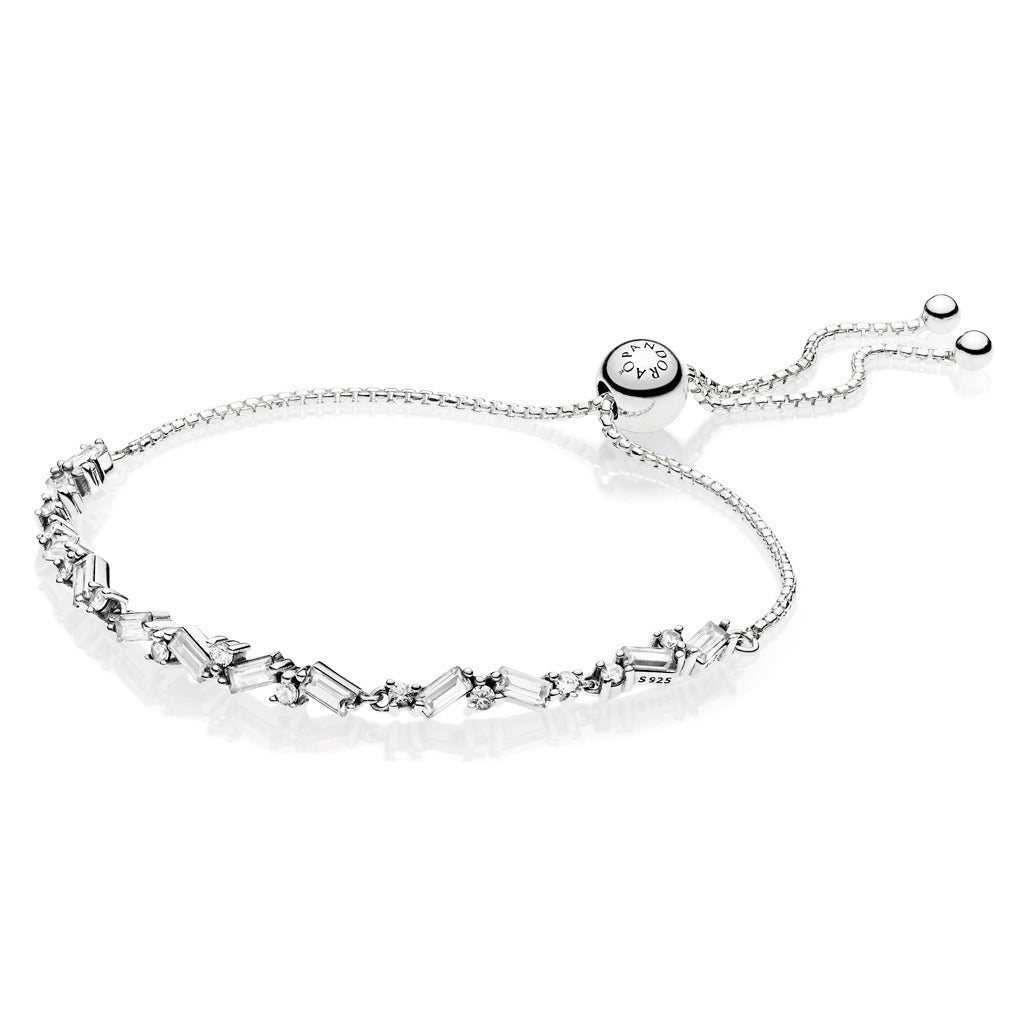 Bracelet – Sterling Silver – Sparkling Ice Cube Slider Tennis
