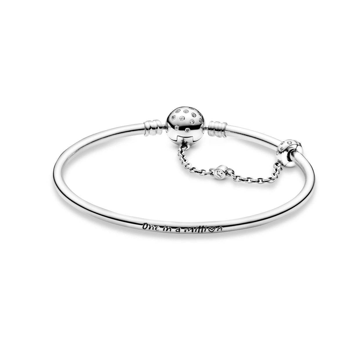 Bangle – Sterling Silver – Pandora Moments Chain Clasp One In a Million