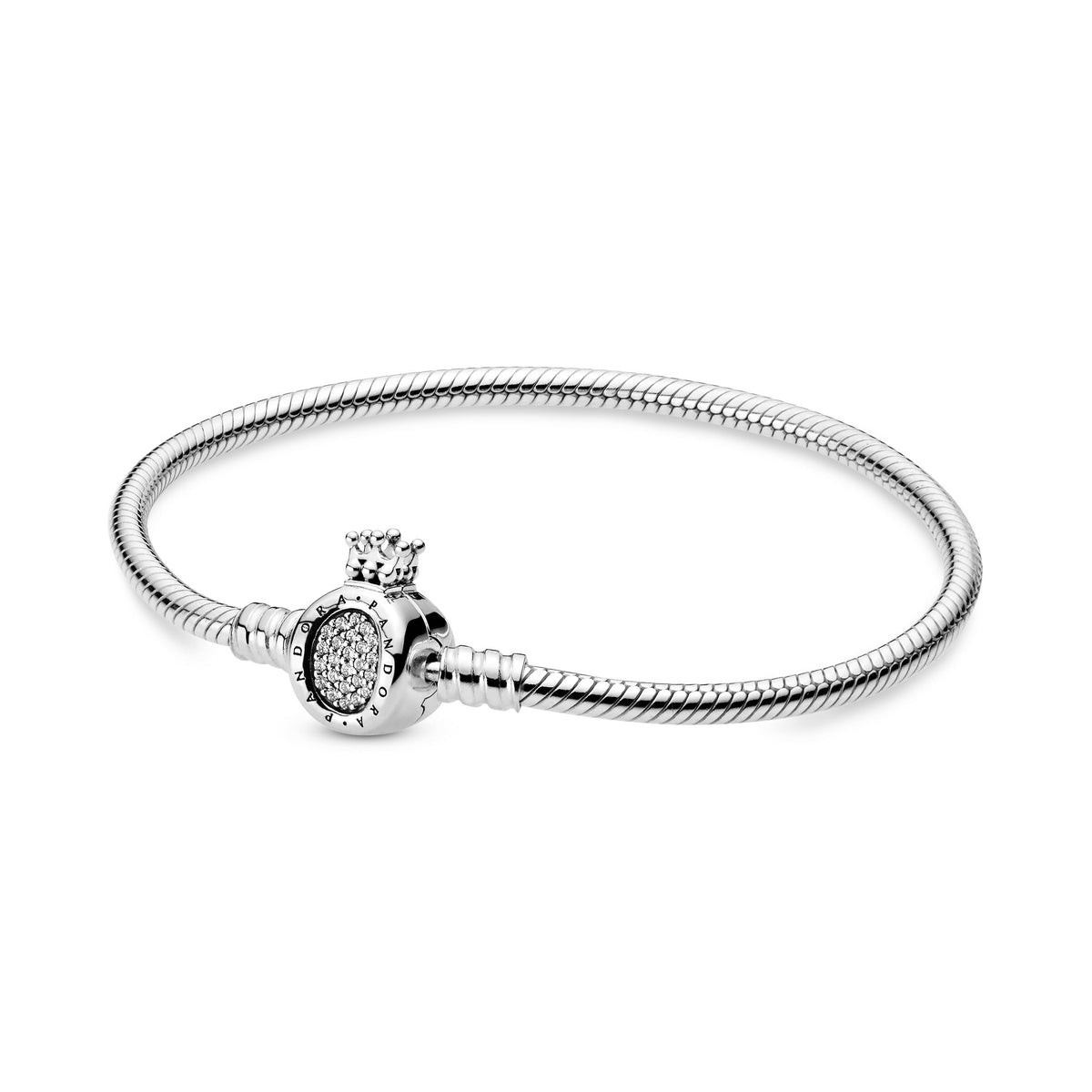 Chain Bracelet – Sterling Silver – Pandora Moments Crown O Clasp Snake