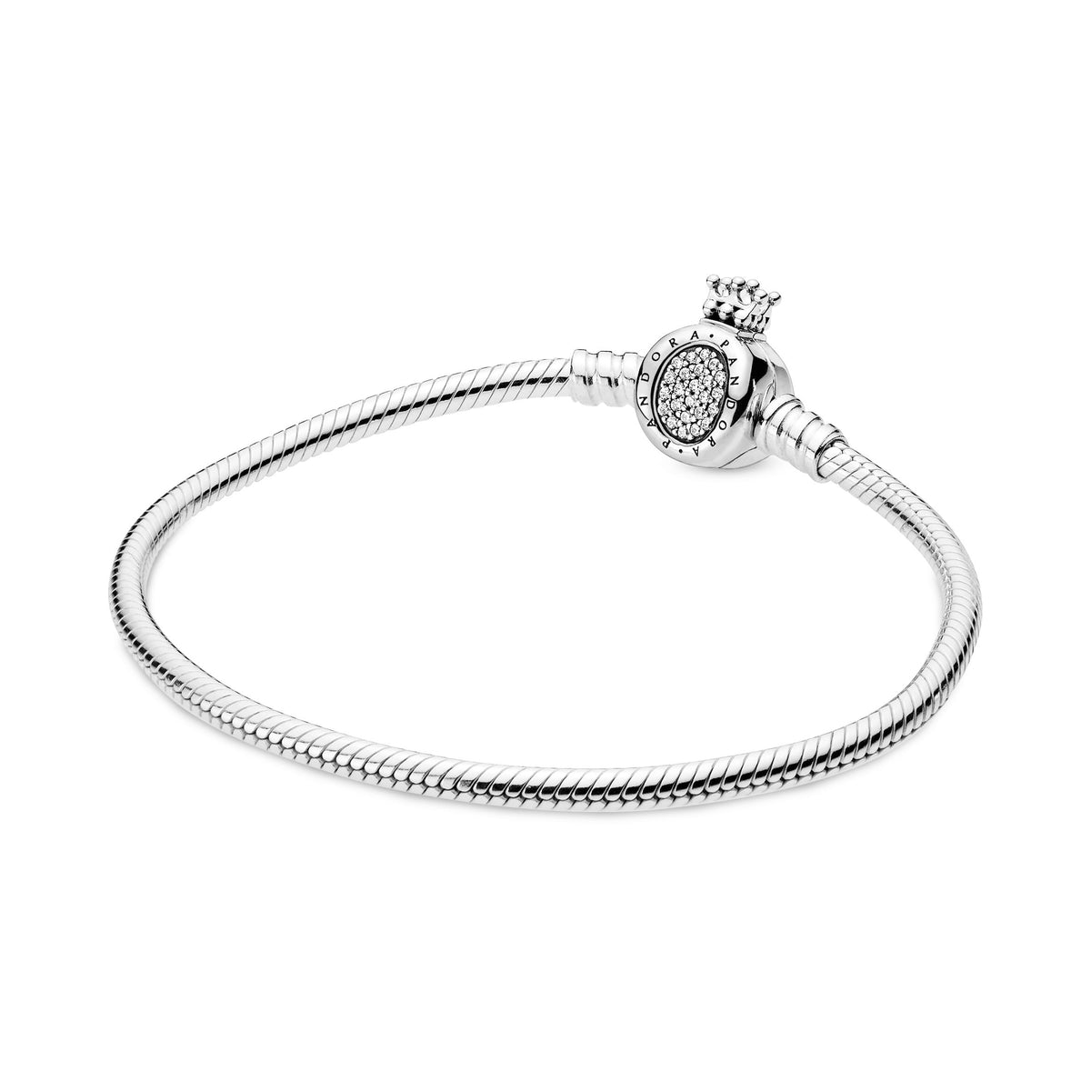 Chain Bracelet – Sterling Silver – Pandora Moments Crown O Clasp Snake