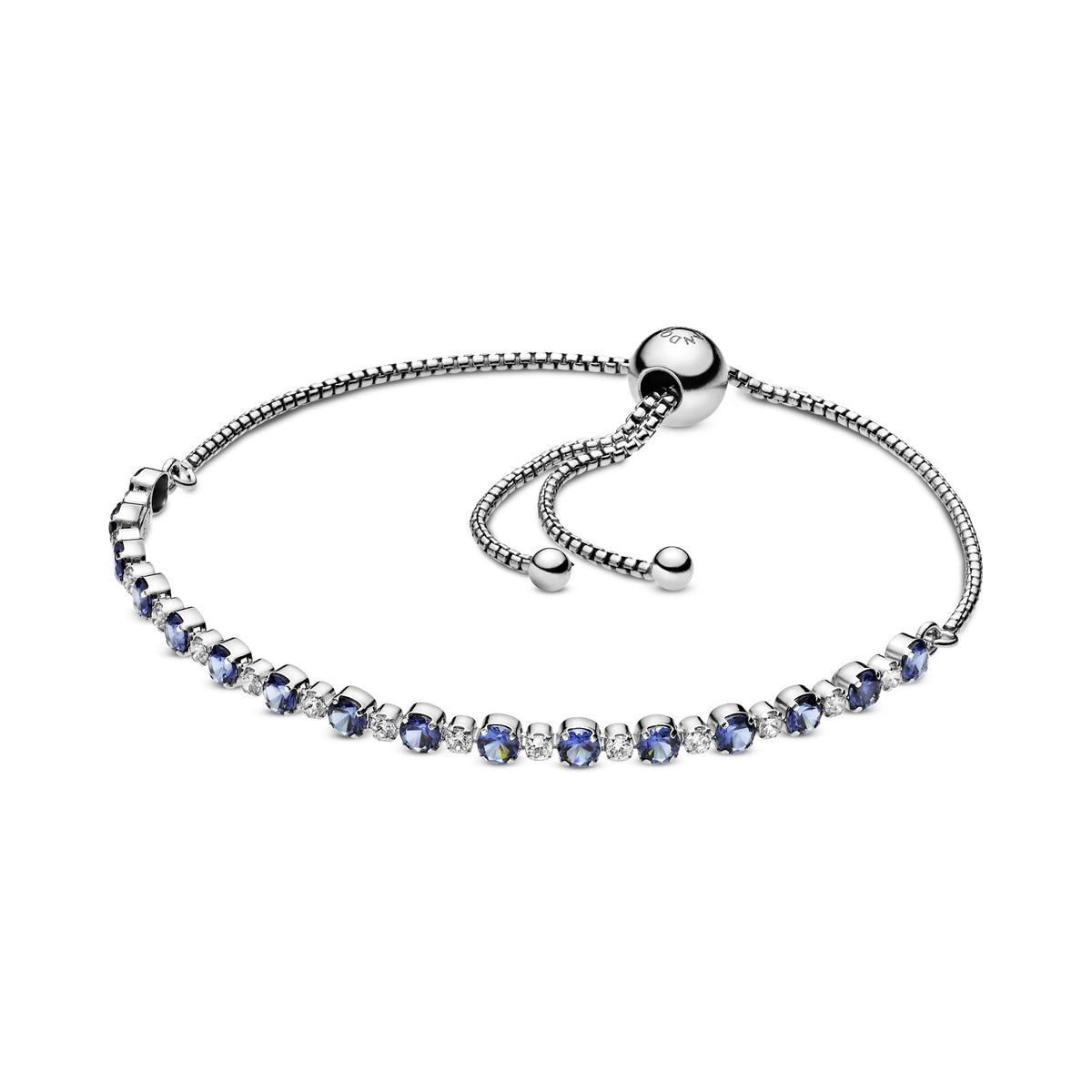 Bracelet – Sterling Silver – Blue & Clear Sparkle Slider