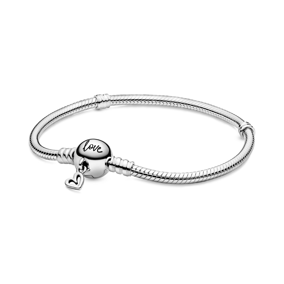 Chain Bracelet – Sterling Silver – Pandora Moments Freehand Heart Clasp Snake