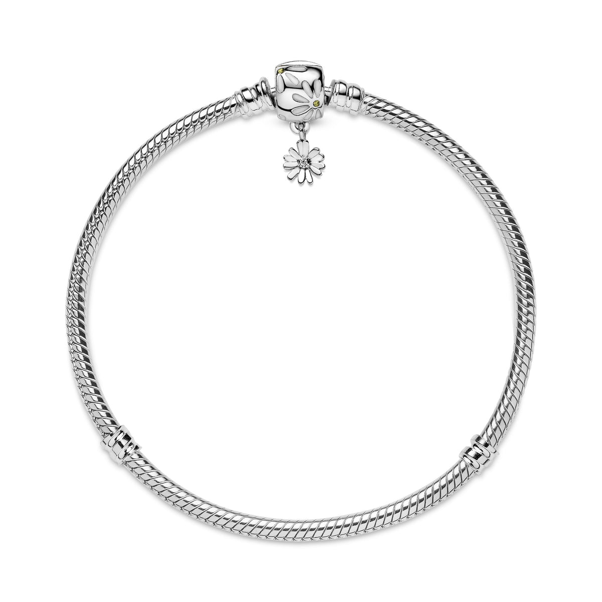 Chain Bracelet – Sterling Silver – Pandora Moments Daisy Flower Clasp Snake