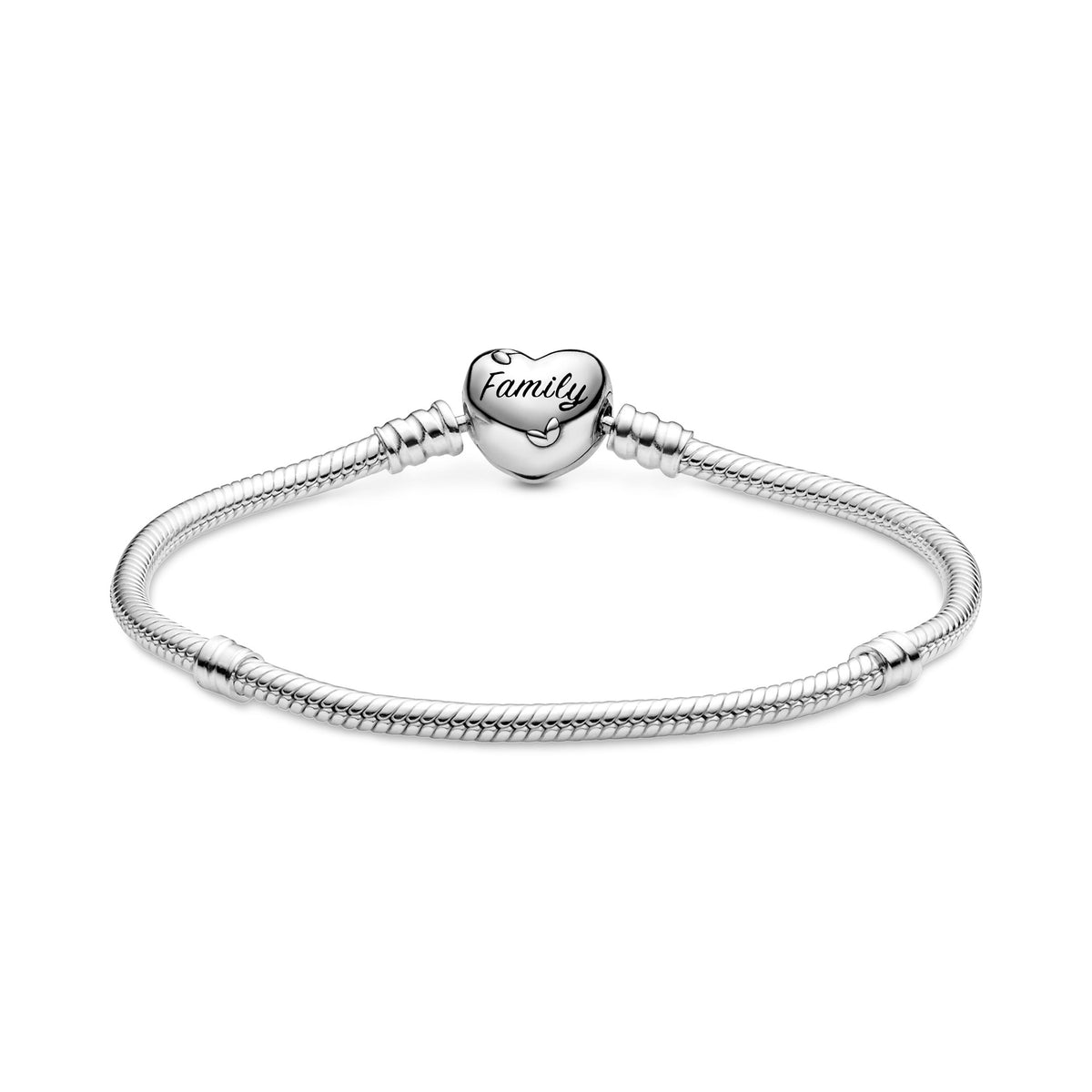 Chain Bracelet – Sterling Silver – Pandora Moments Family Tree Heart Clasp Snake