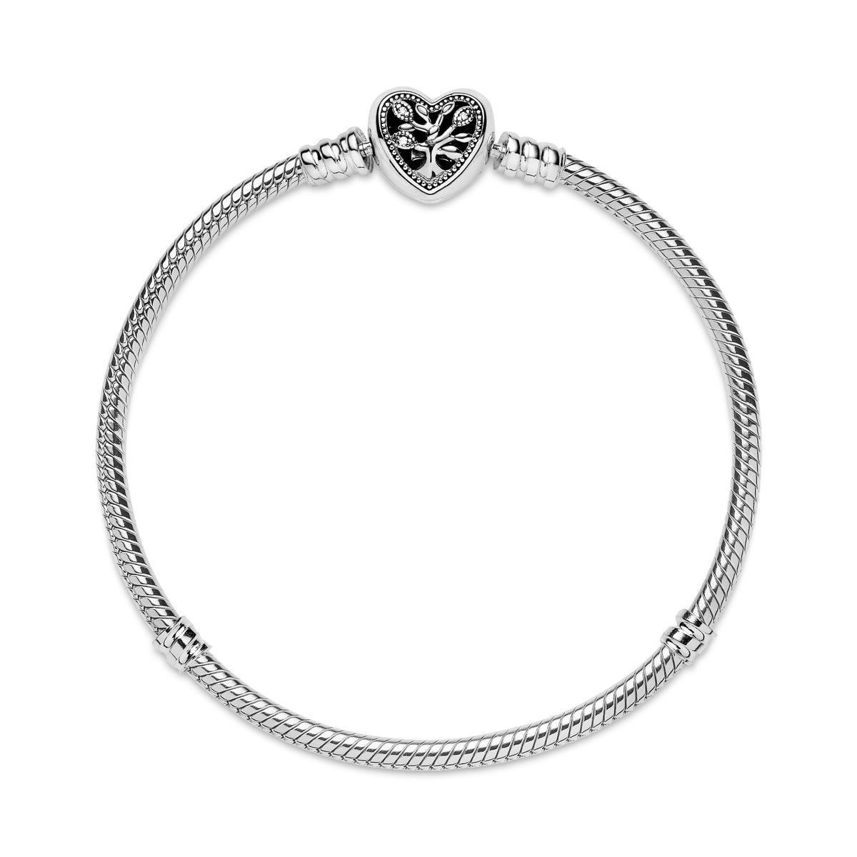 Chain Bracelet – Sterling Silver – Pandora Moments Family Tree Heart Clasp Snake
