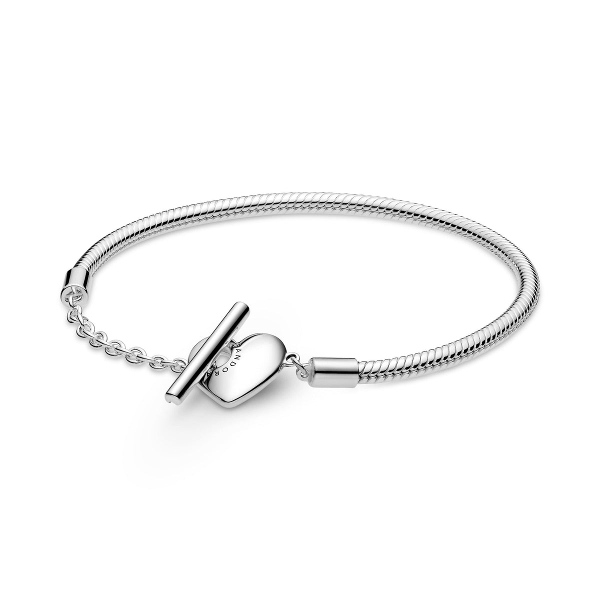 Chain Bracelet – Sterling Silver – Pandora Moments Heart T-Bar Snake
