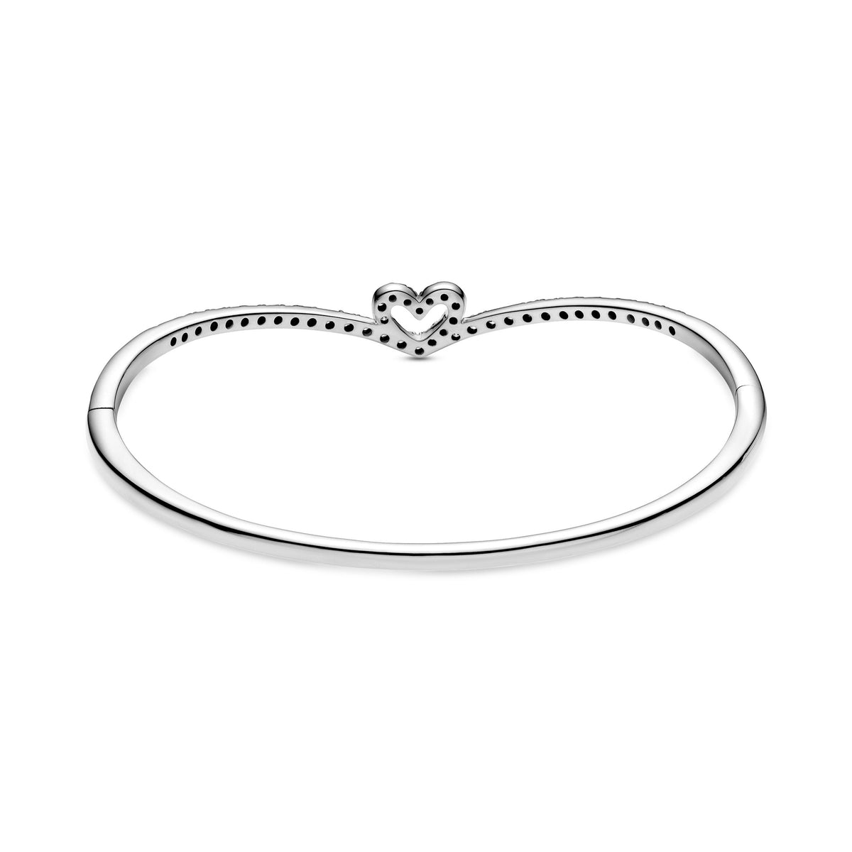 Bangle – Sterling Silver – Sparkling Wishbone Heart