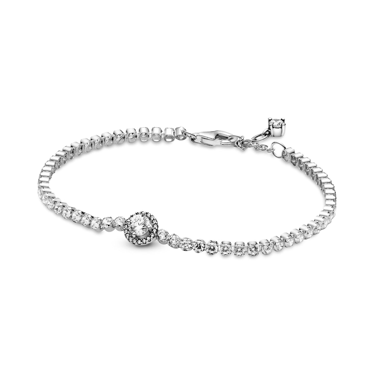 Bracelet – Sterling Silver – Sparkling Halo Tennis