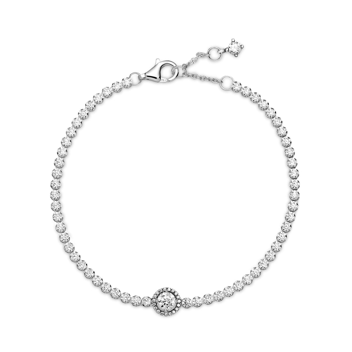 Bracelet – Sterling Silver – Sparkling Halo Tennis