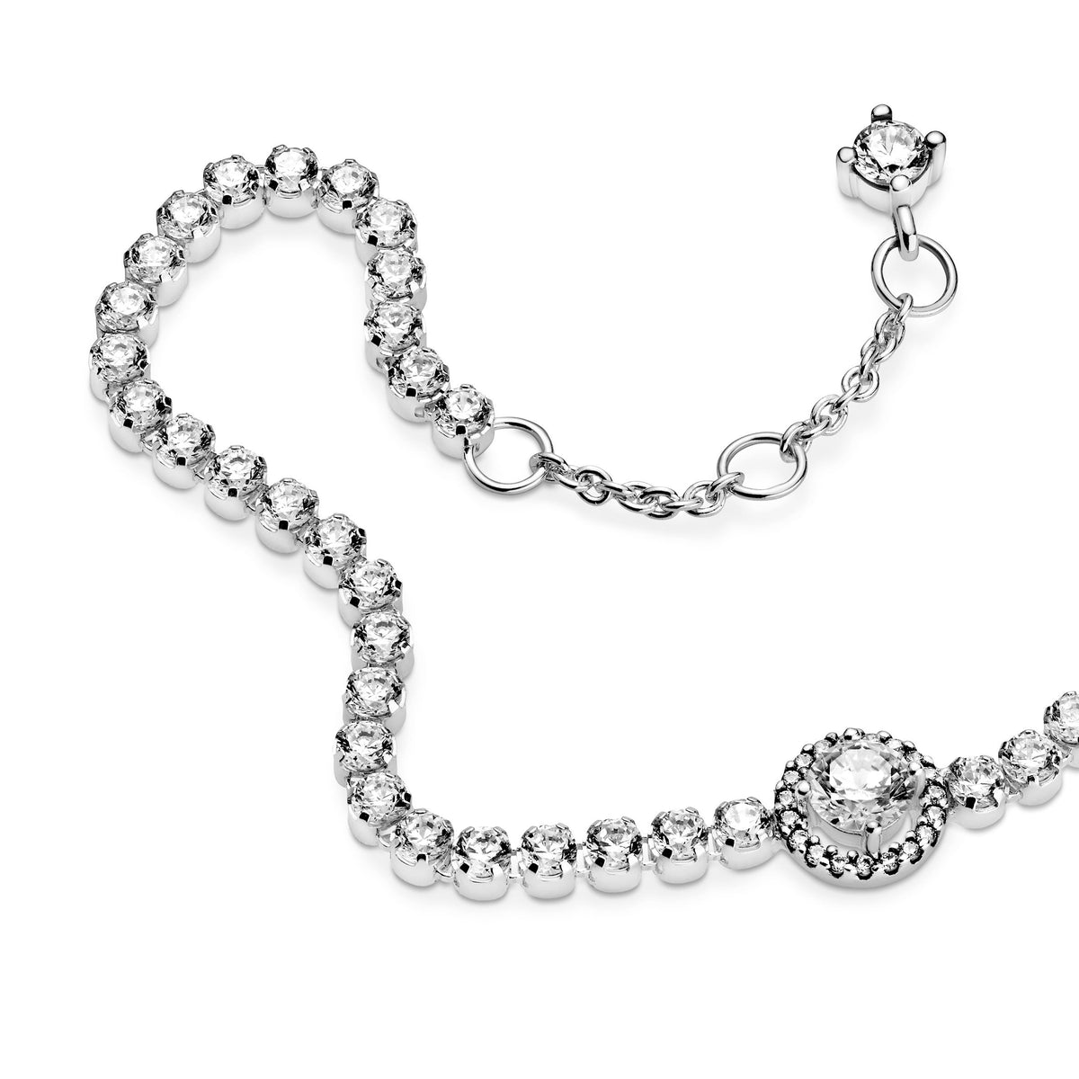 Bracelet – Sterling Silver – Sparkling Halo Tennis