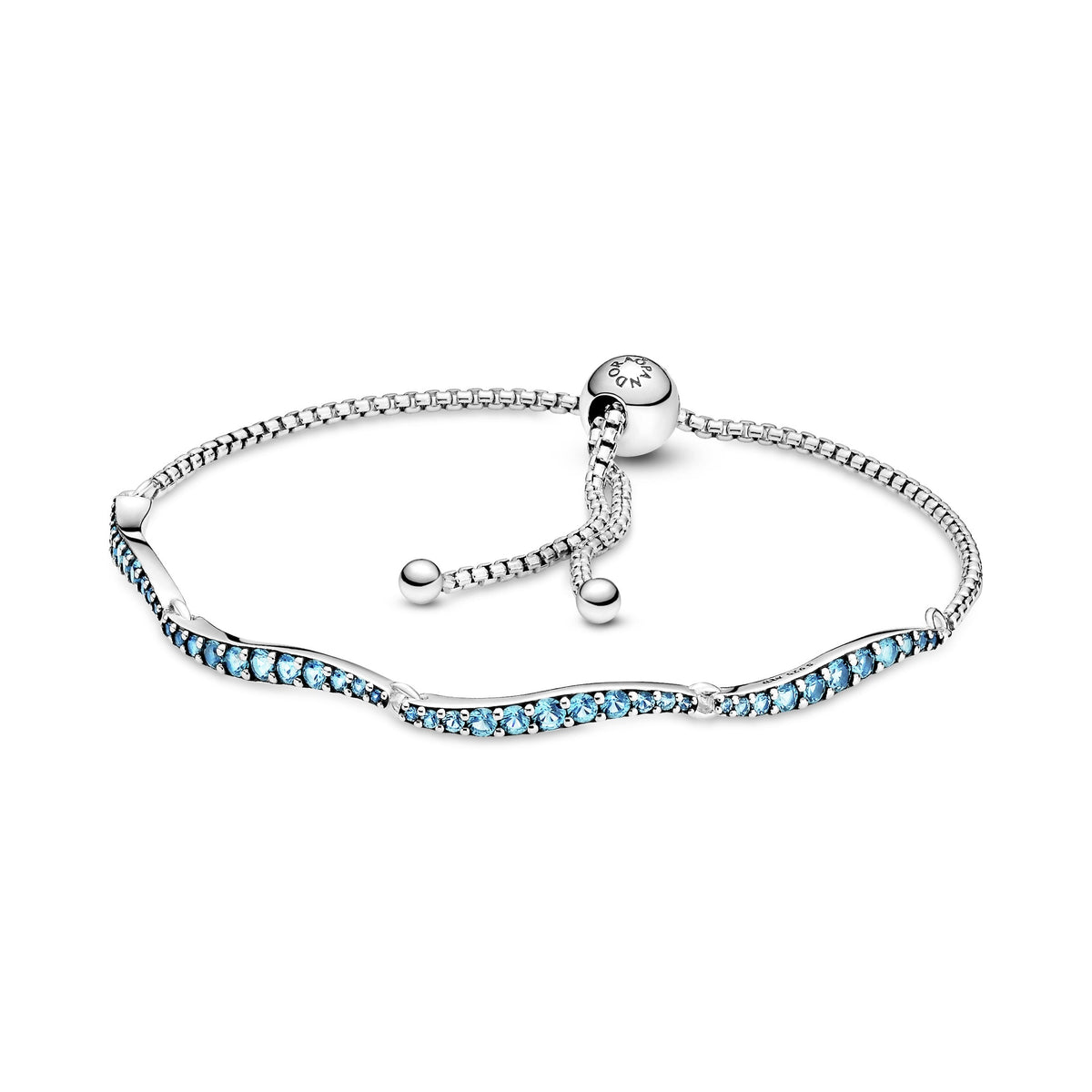 Bracelet – Sterling Silver – Blue Wavy Slider