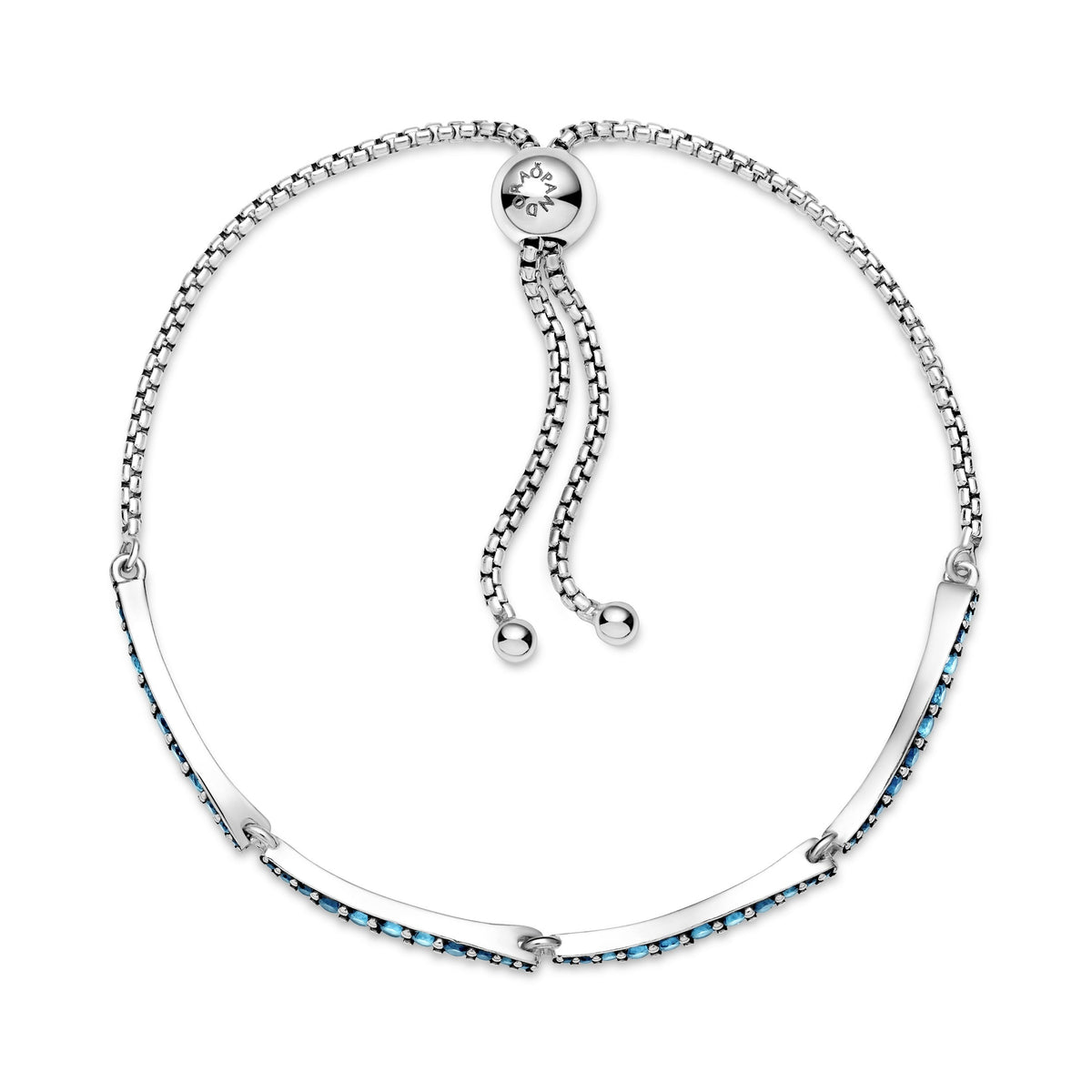 Bracelet – Sterling Silver – Blue Wavy Slider