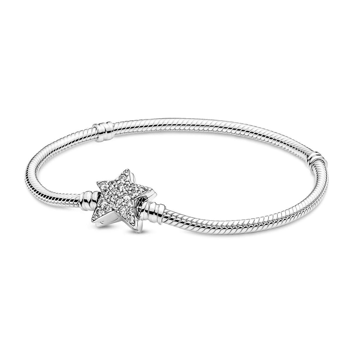 Chain Bracelet – Sterling Silver – Pandora Moments Asymmetric Star Clasp Snake