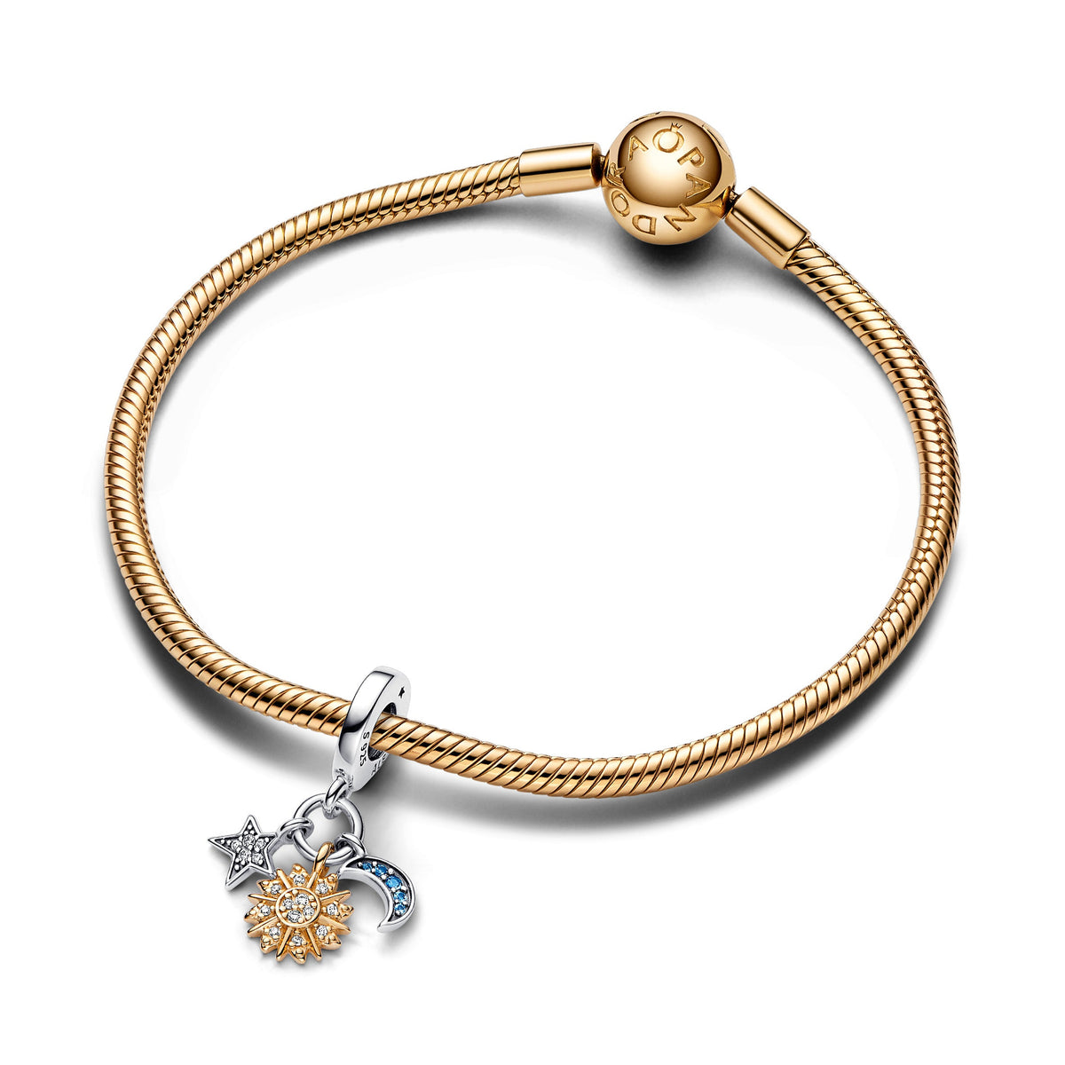 Dangle Charm – 14k Gold-Plated – Two-tone Celestial Triple