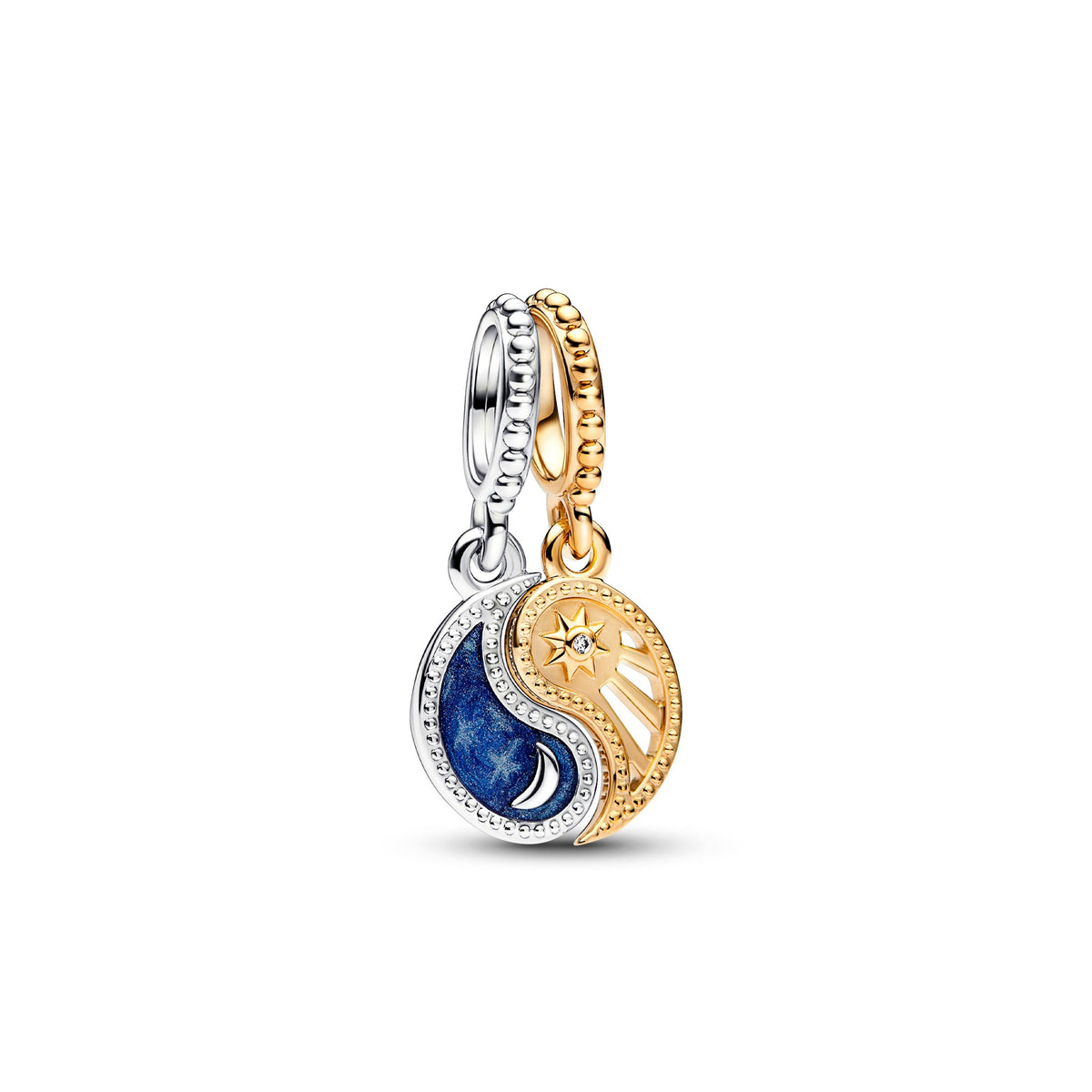 Dangle Charm – 14k Gold-Plated – Two-tone Splittable Sun & Moon