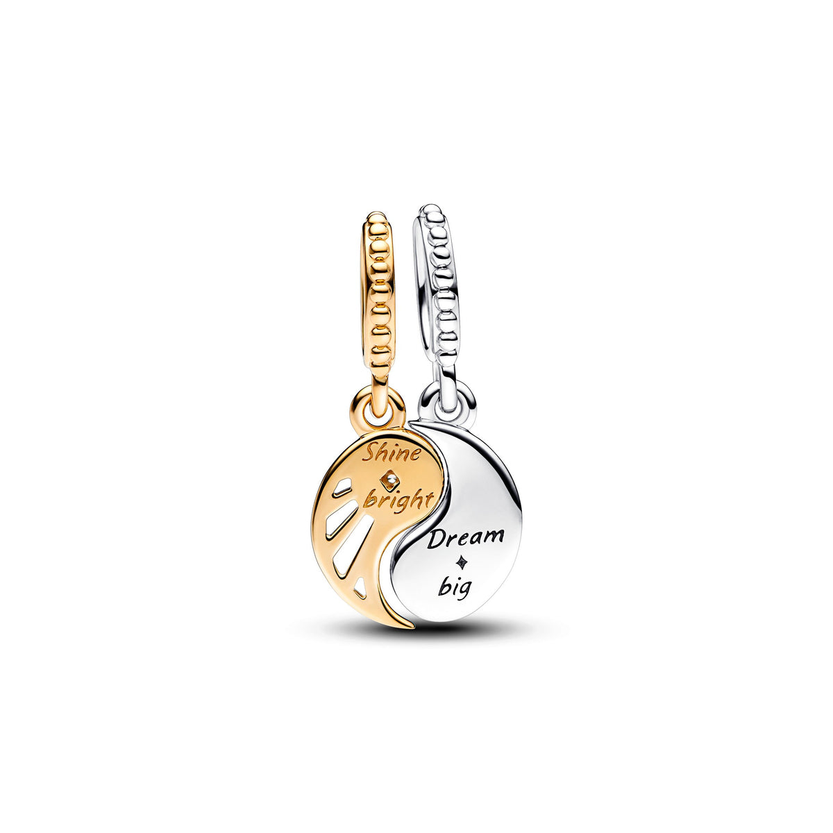 Dangle Charm – 14k Gold-Plated – Two-tone Splittable Sun & Moon