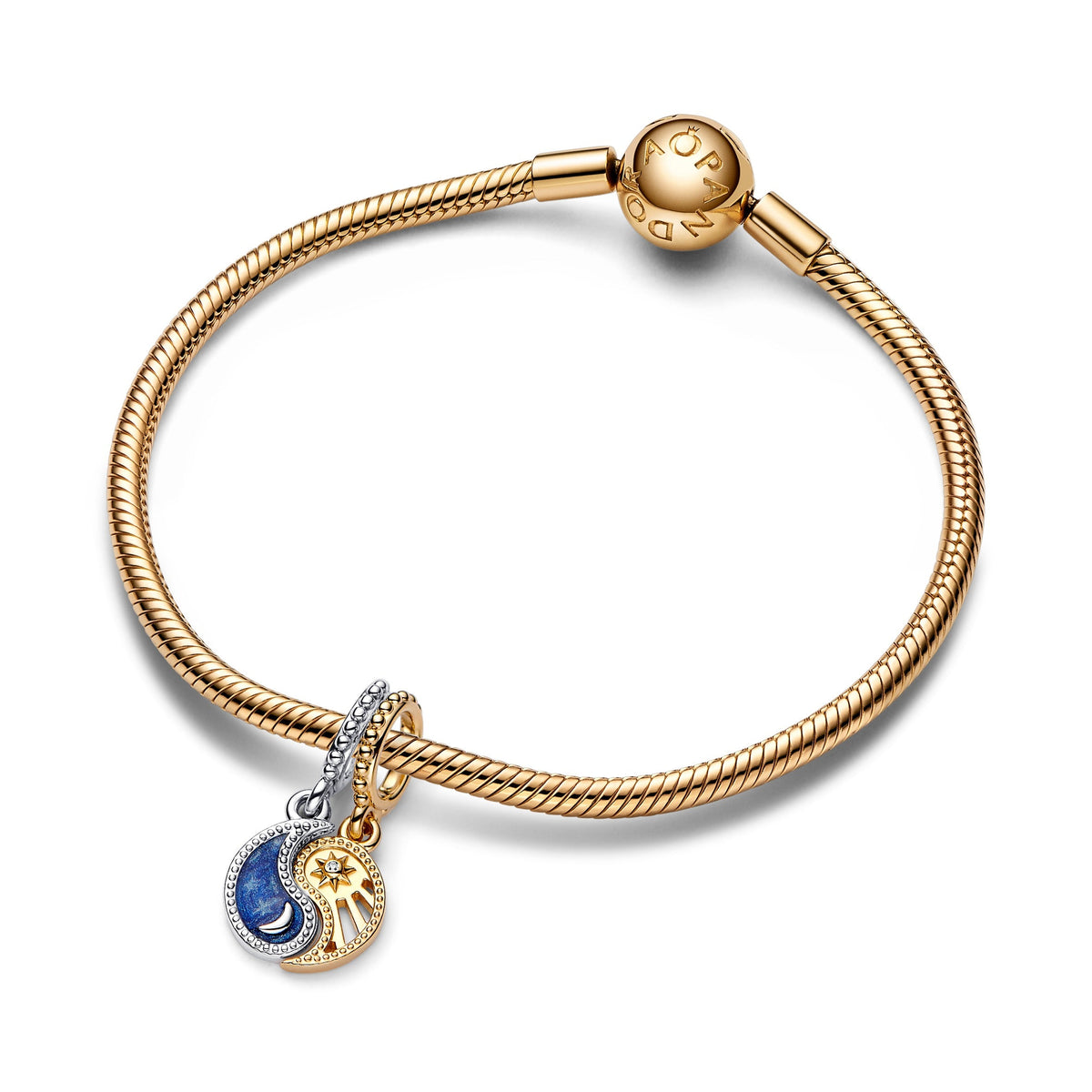 Dangle Charm – 14k Gold-Plated – Two-tone Splittable Sun & Moon