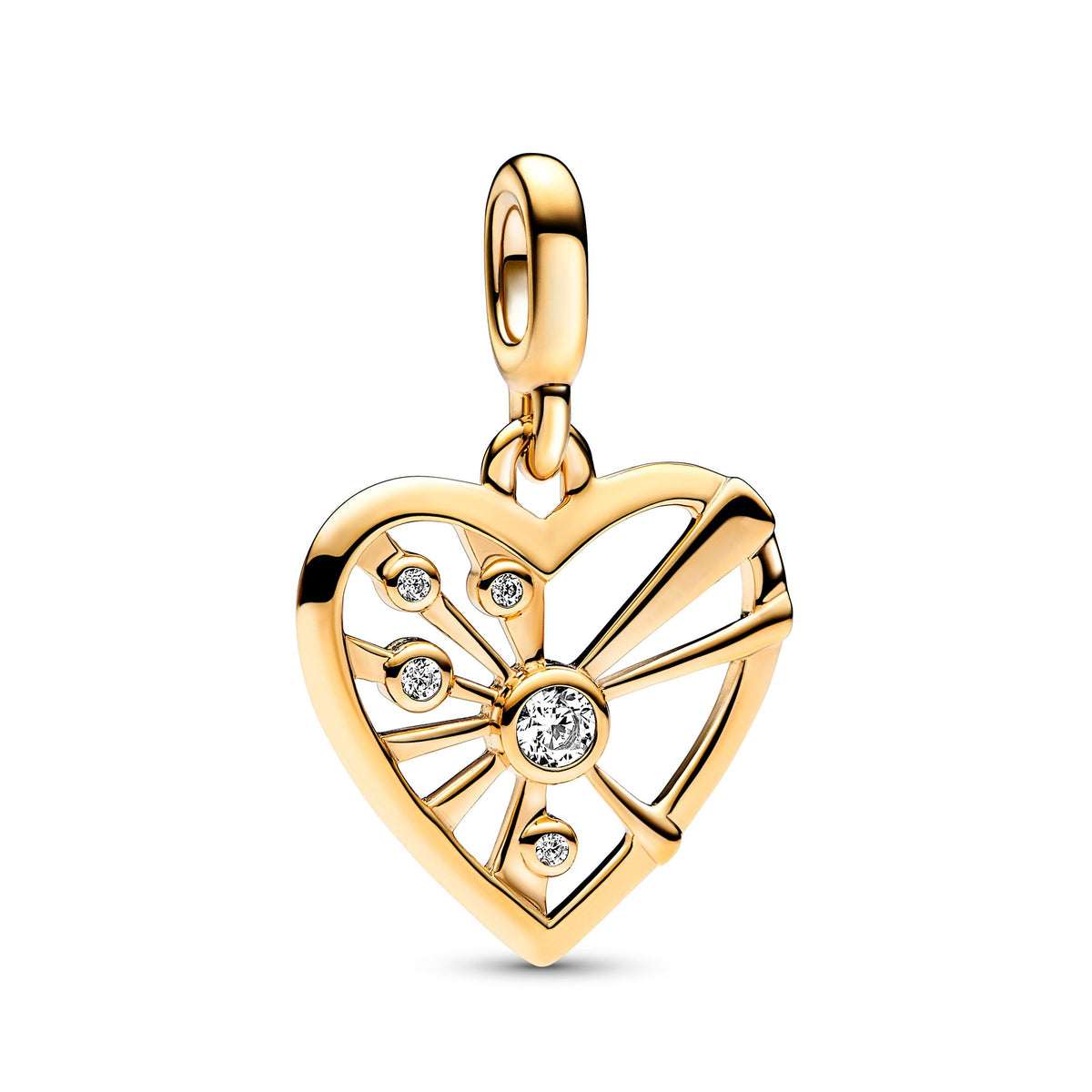 Charm – 14k Gold-Plated – Pandora ME Heart & Rays Medallion