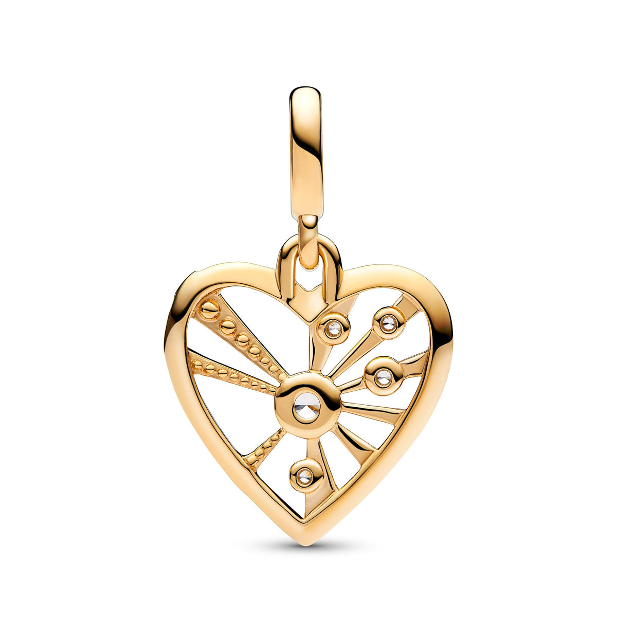 Charm – 14k Gold-Plated – Pandora ME Heart & Rays Medallion