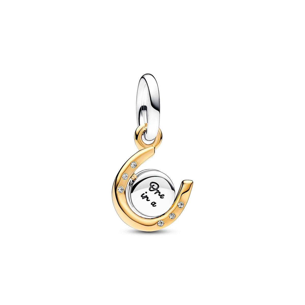 Dangle Charm – 14k Gold-Plated – Two-tone Spinning Disc Horseshoe