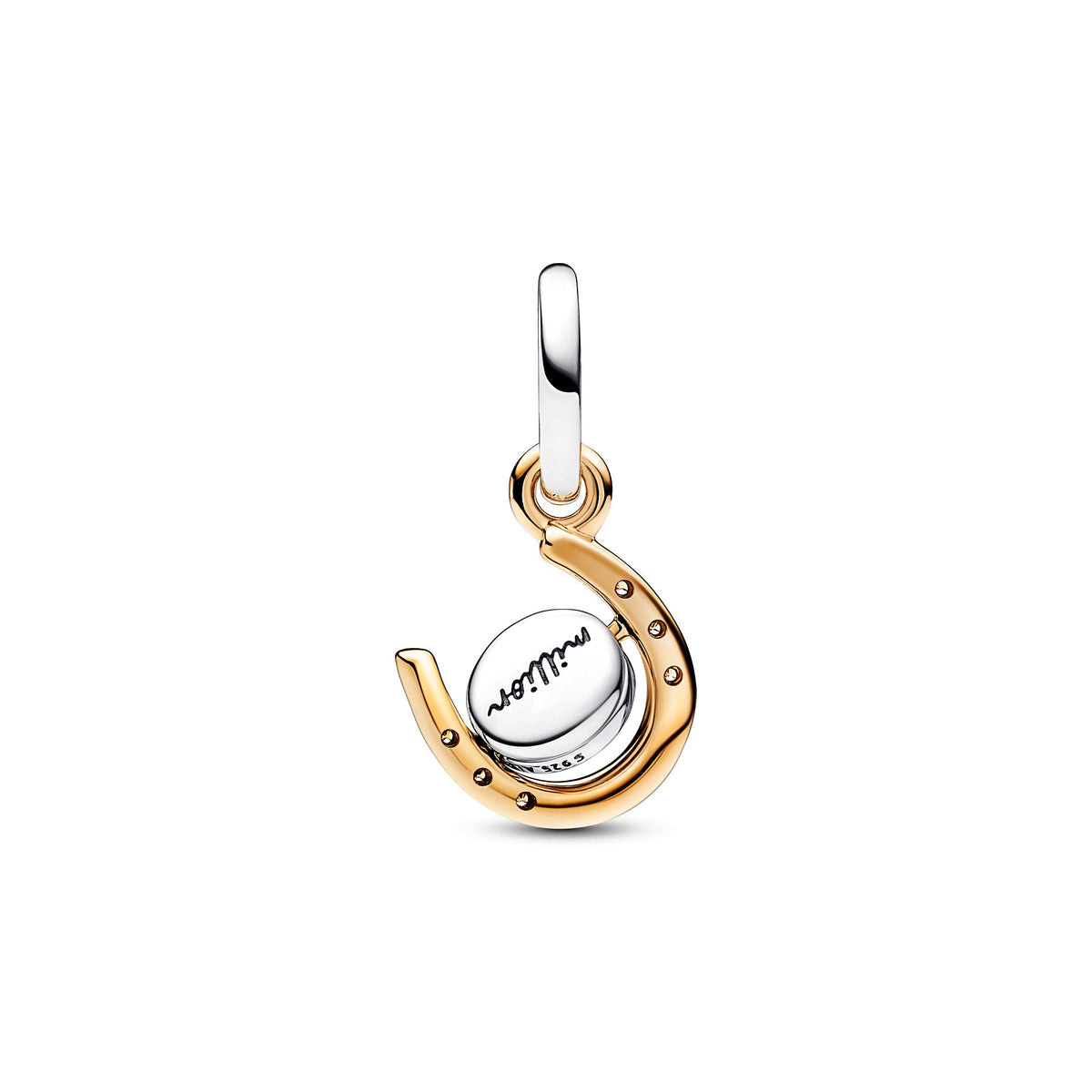 Dangle Charm – 14k Gold-Plated – Two-tone Spinning Disc Horseshoe