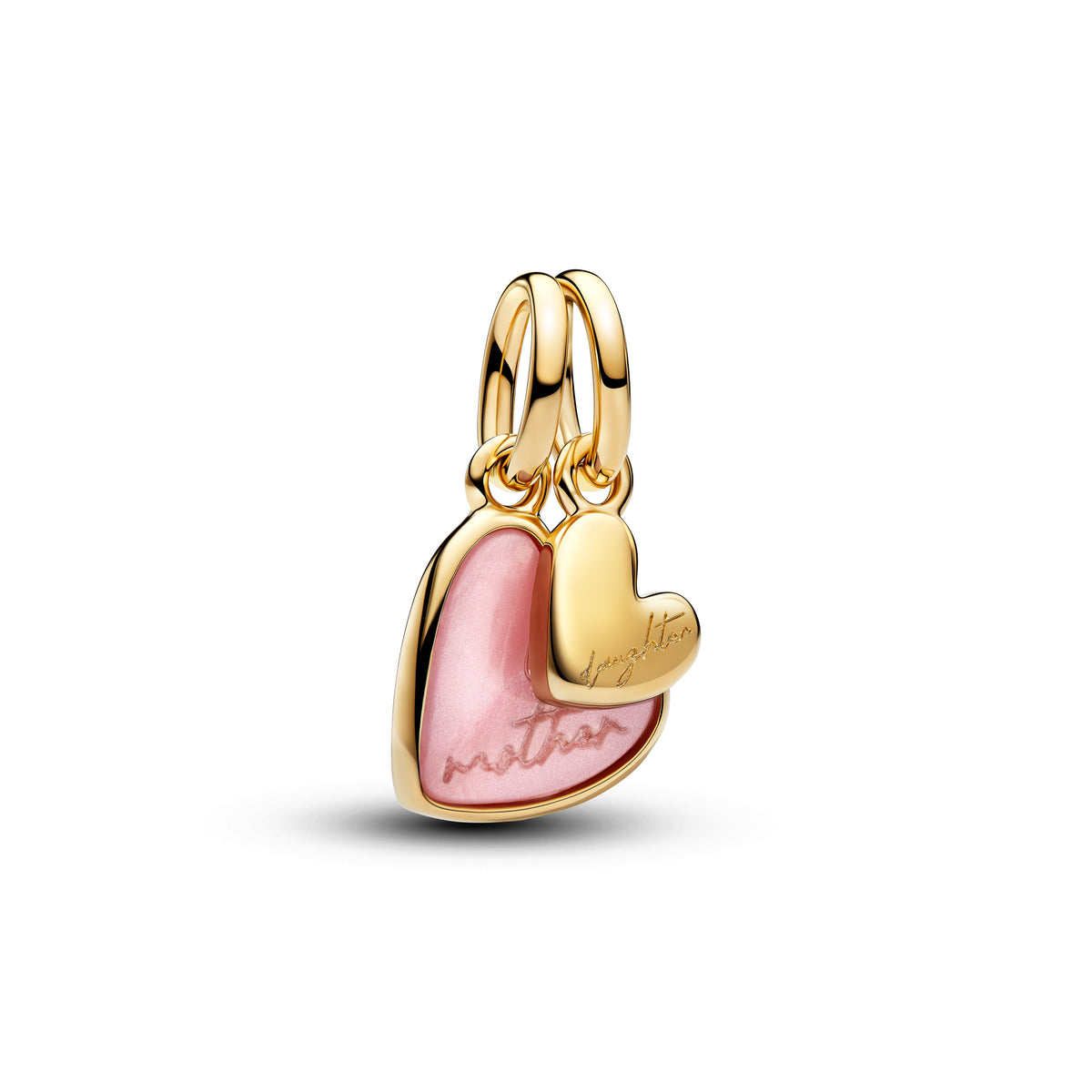 Dangle Charm – 14k Gold-Plated – Pink Mother & Daughter Splittable
