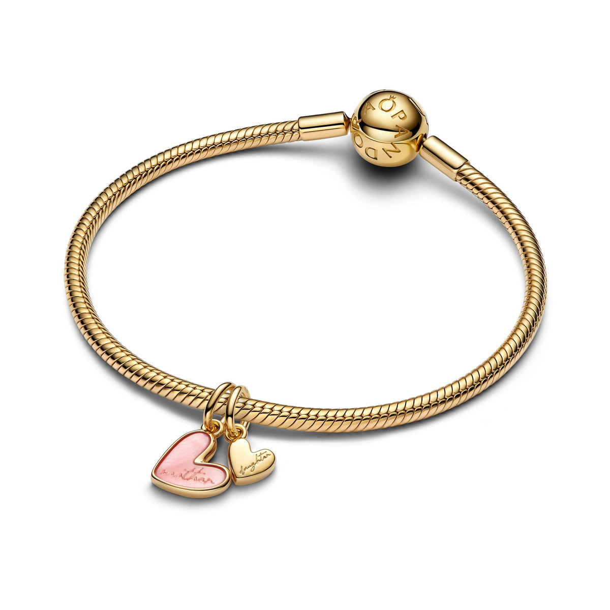 Dangle Charm – 14k Gold-Plated – Pink Mother & Daughter Splittable