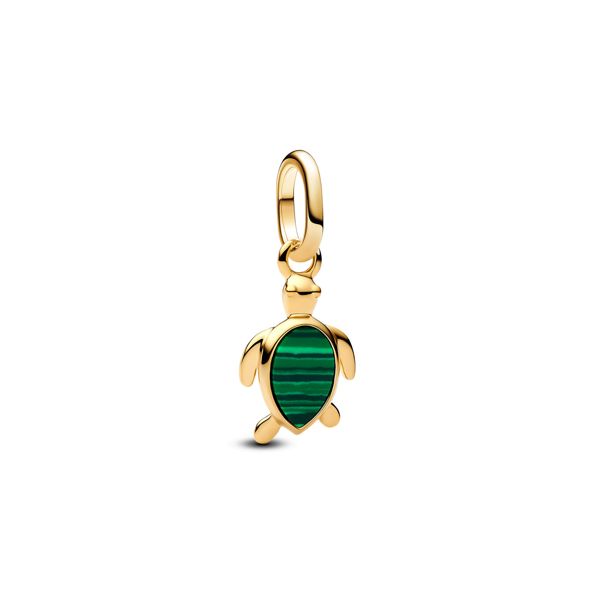 Dangle Charm – 14k Gold-Plated – Green Turtle Mini
