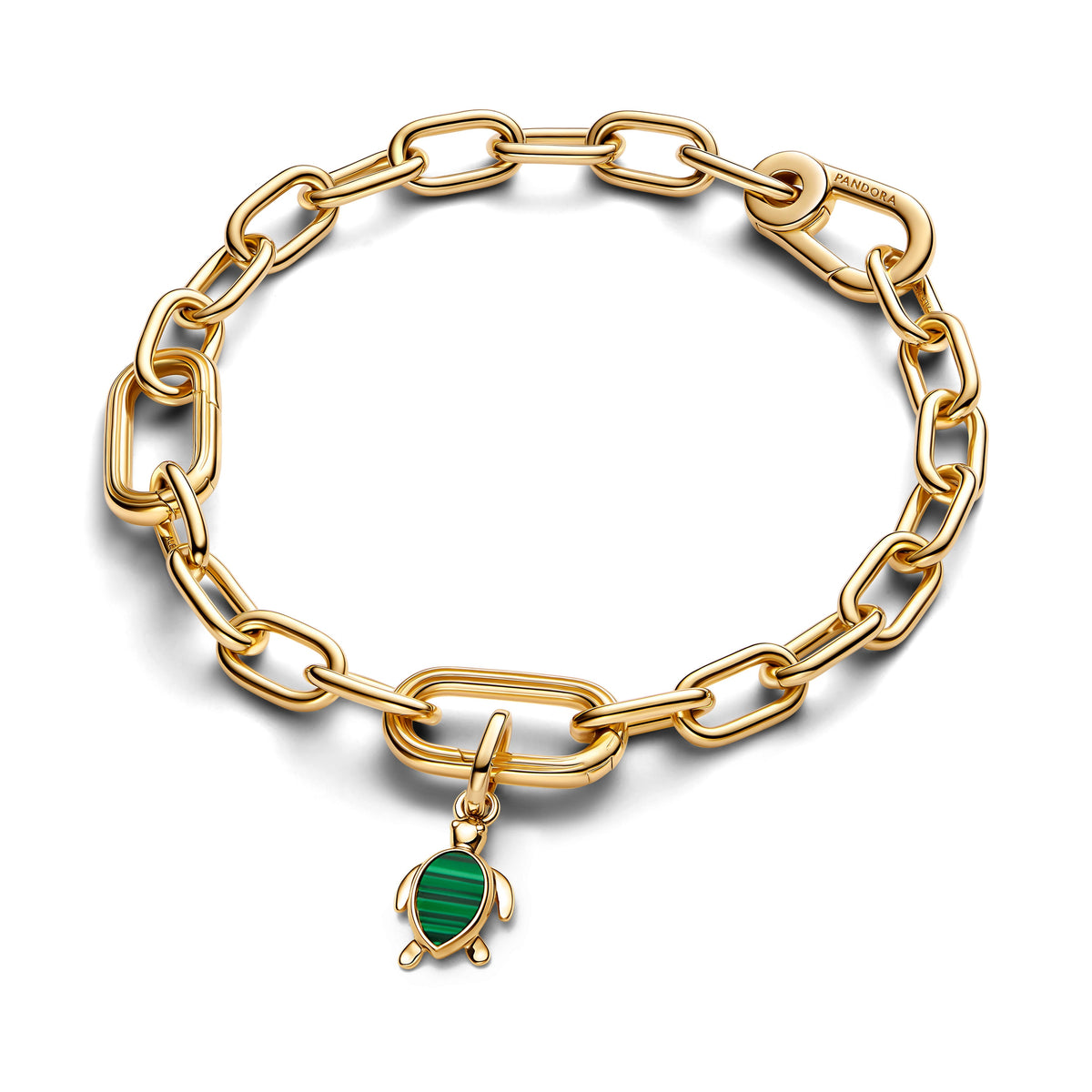 Dangle Charm – 14k Gold-Plated – Green Turtle Mini