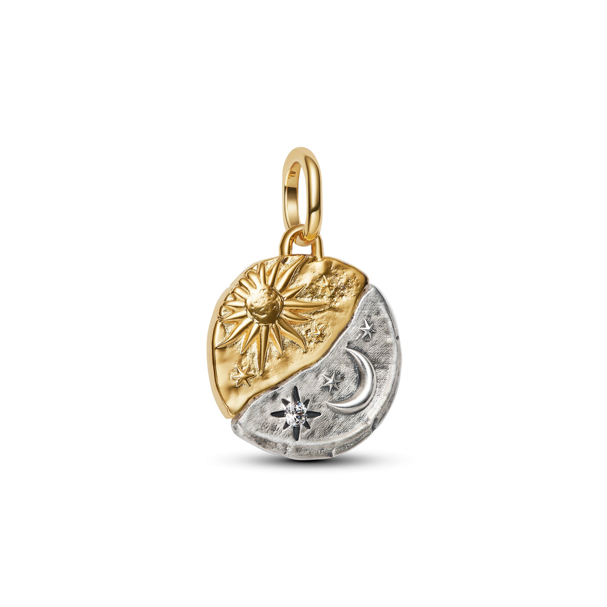 Charm – 14k Gold-Plated – Sun and Moon Medallion