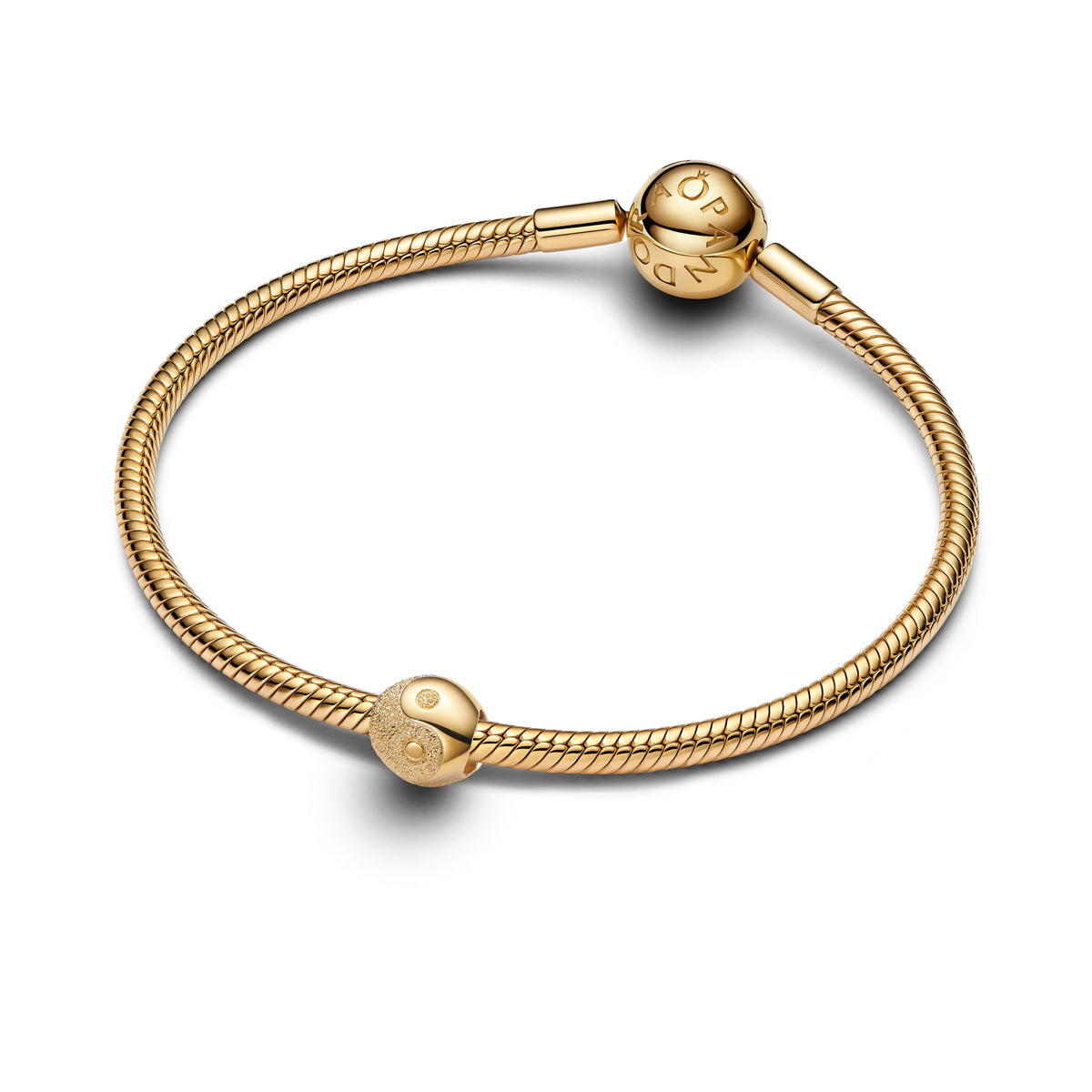 Mini Charm – 14k Gold-Plated – Textured Yin and Yang