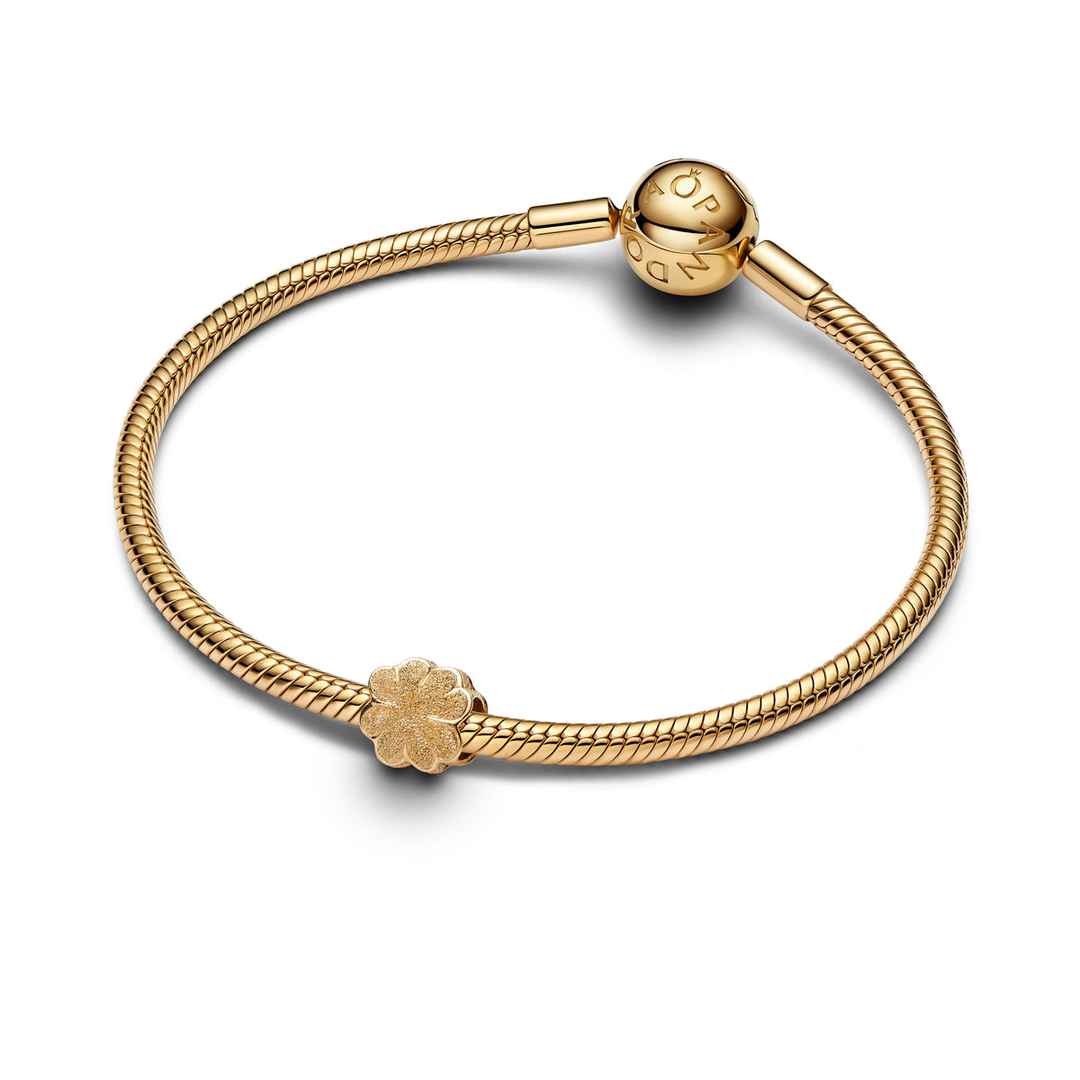 Mini Charm – 14k Gold-Plated – Textured Clover