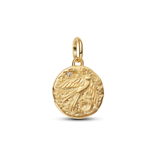 Charm – 14k Gold-Plated – Swallow Medallion
