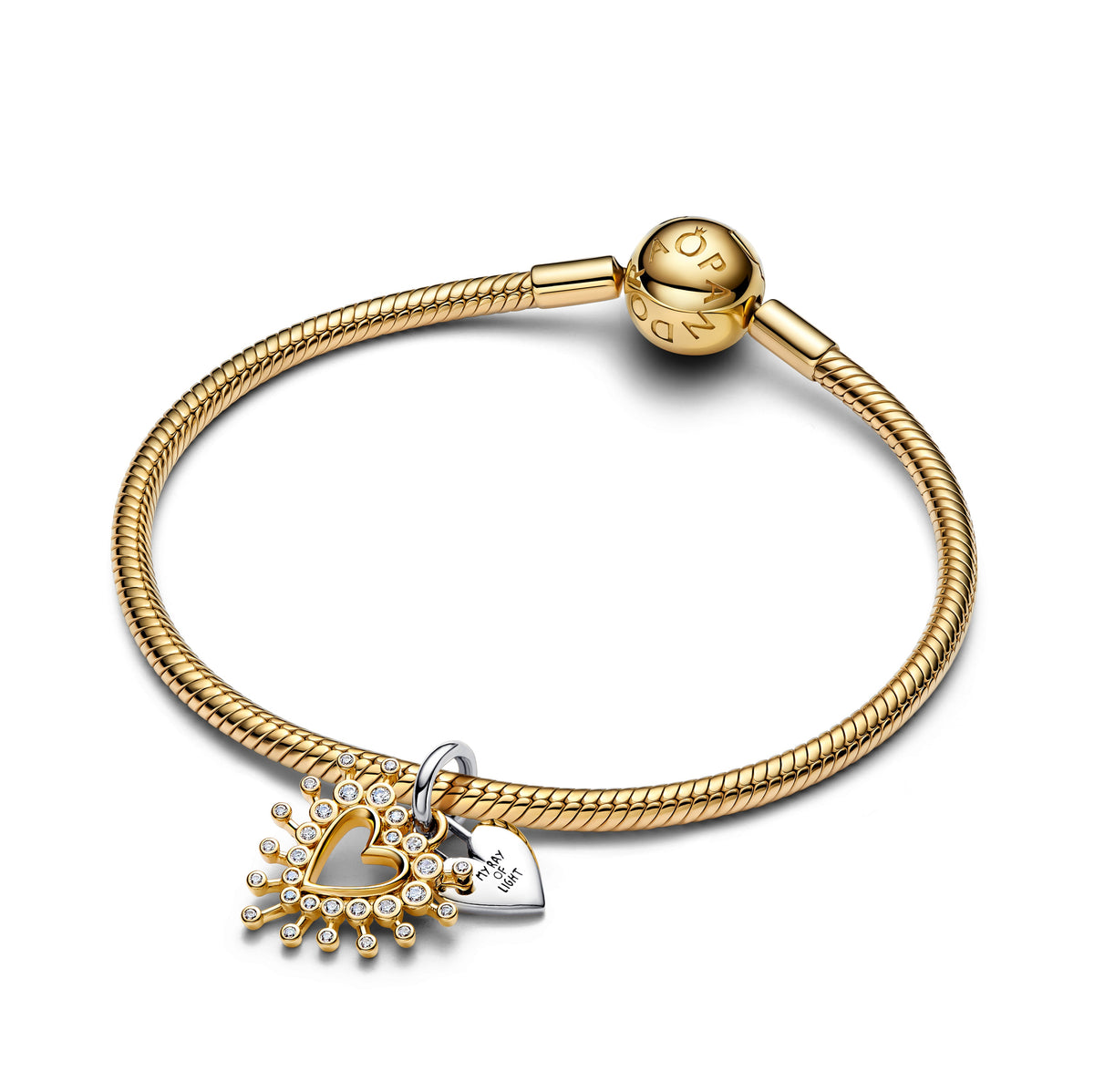 Dangle Charm – 14k Gold-Plated – Radiant Heart Double