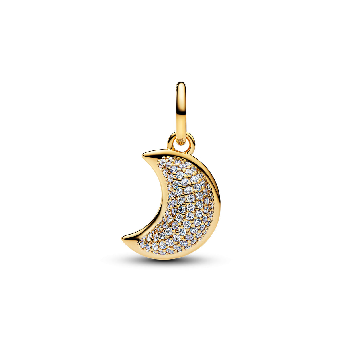 Dangle Charm – 14k Gold-Plated – Sparkling Crescent Moon