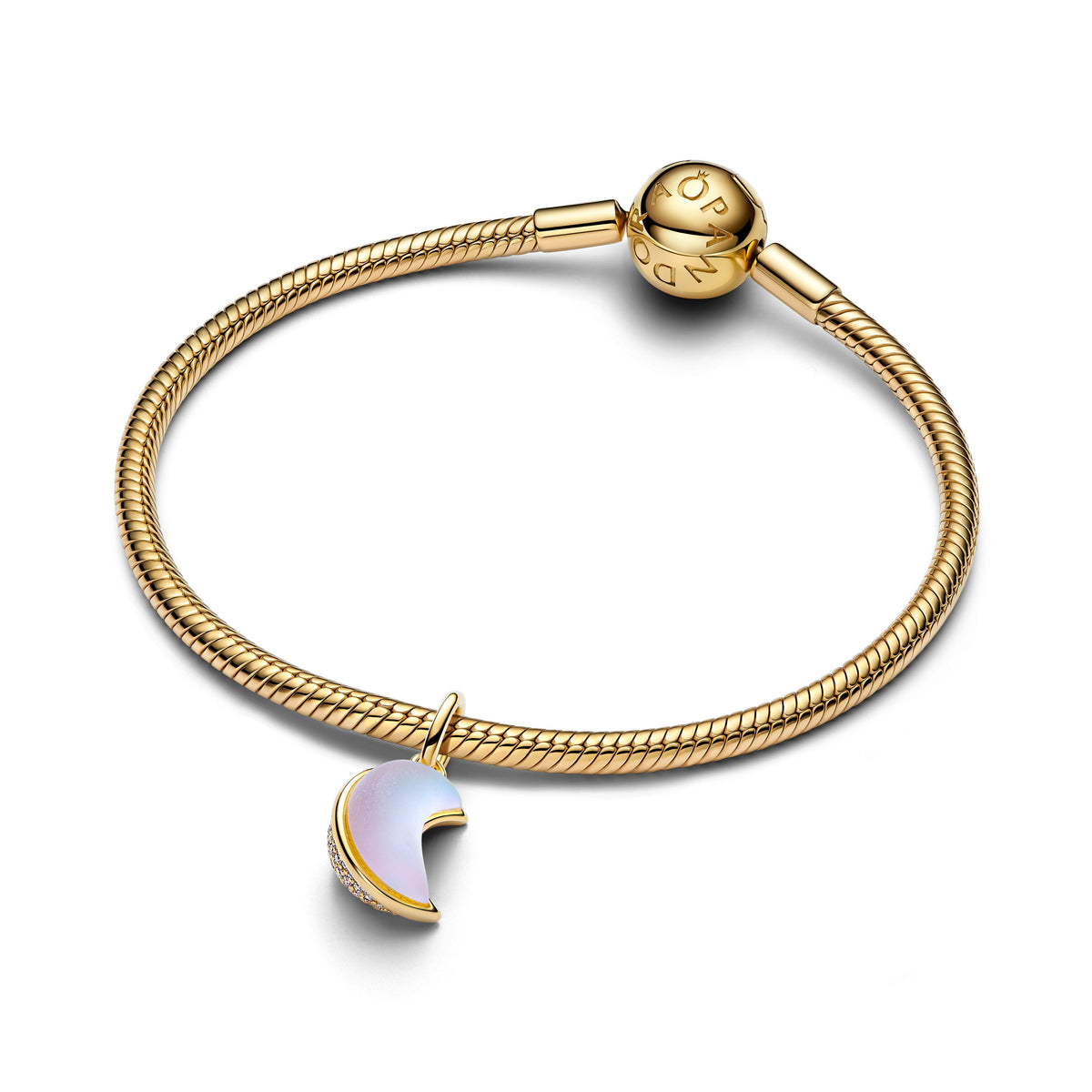 Dangle Charm – 14k Gold-Plated – Sparkling Crescent Moon