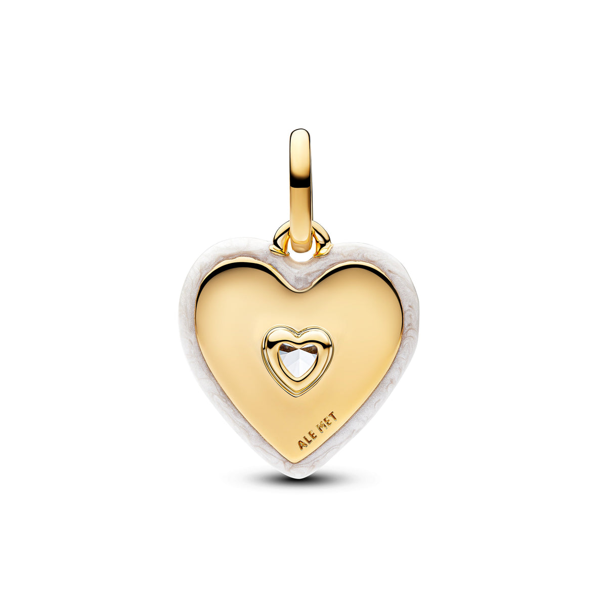 Charm – 14k Gold-Plated – Radiating White Heart Medallion