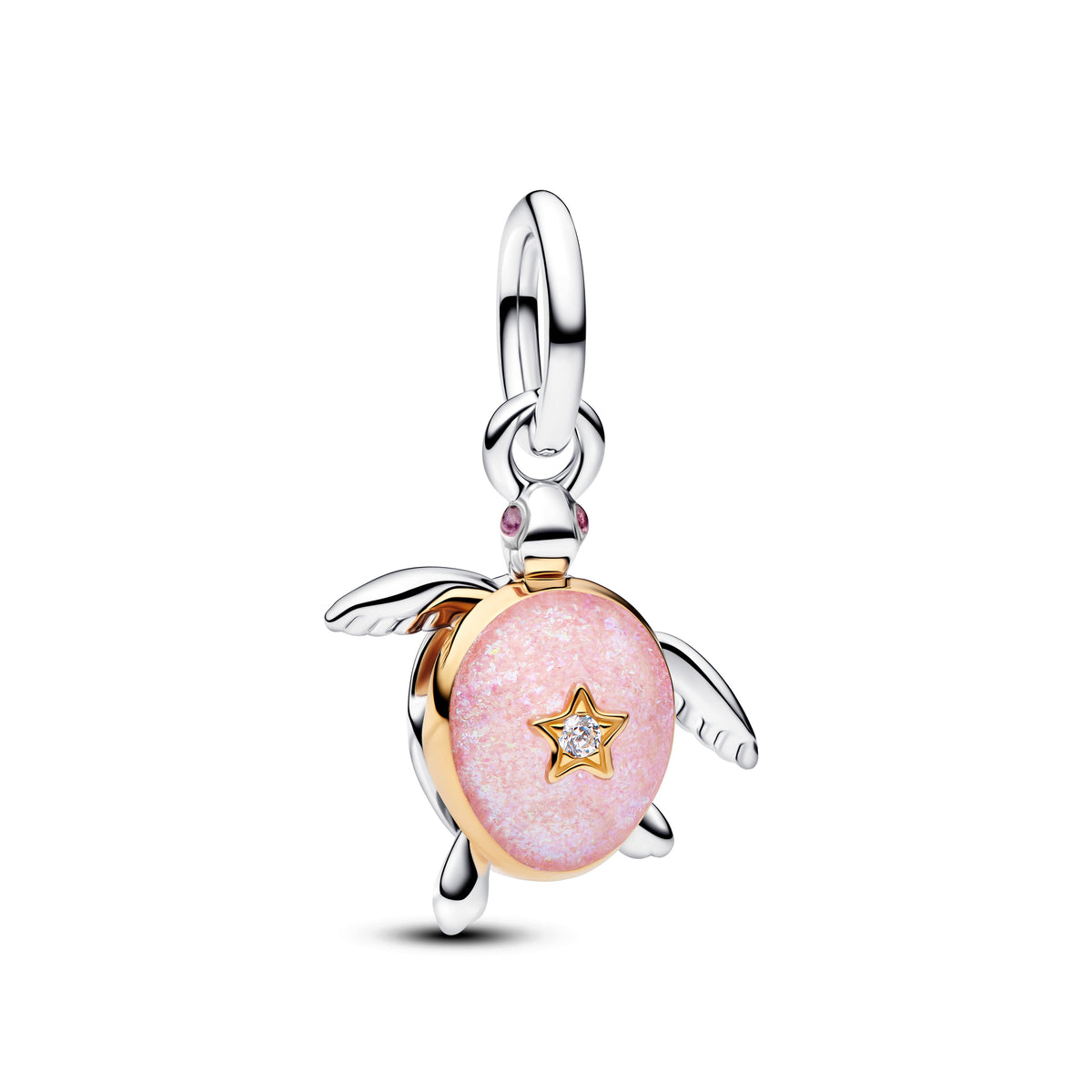 Dangle Charm – 14k Gold-Plated – 2026 Pink Sea Turtle Lab-grown Diamond