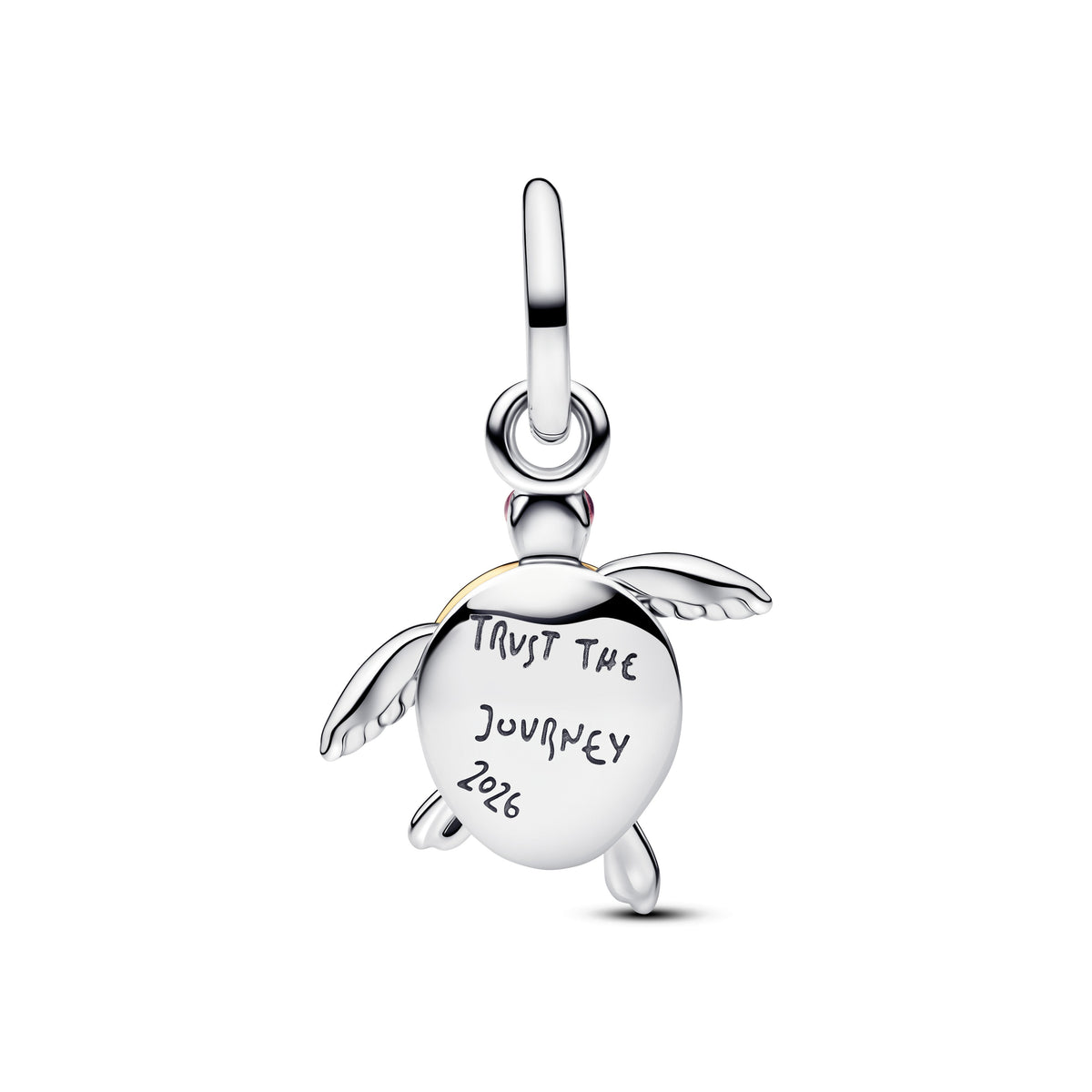 Dangle Charm – 14k Gold-Plated – 2026 Pink Sea Turtle Lab-grown Diamond