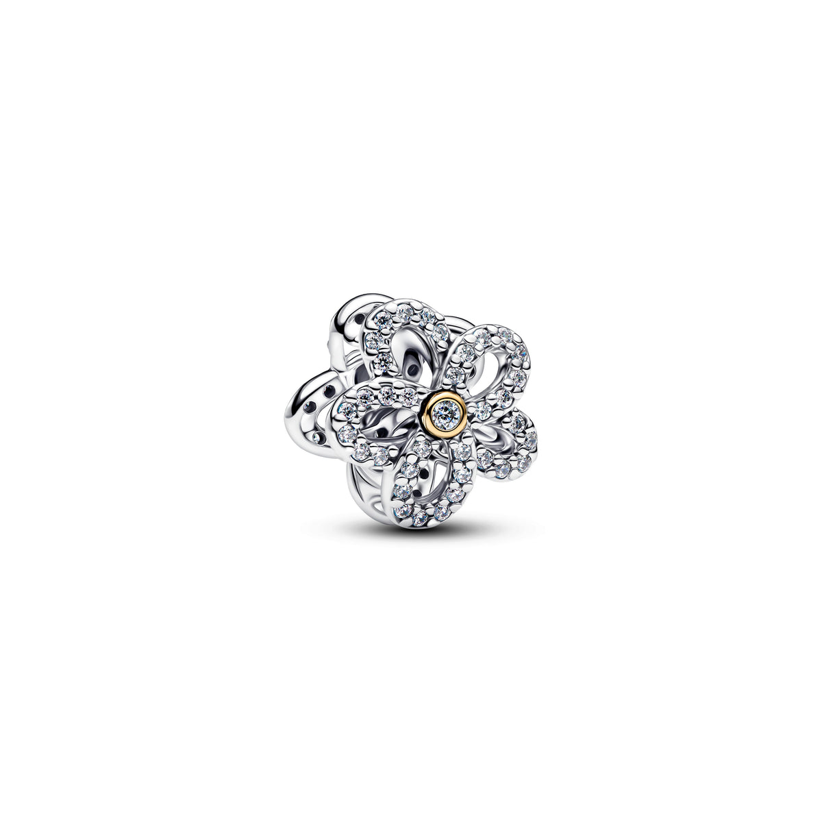 Charm – 14k Gold-Plated – Pavé Flower Openwork