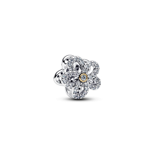 Charm – 14k Gold-Plated – Pavé Flower Openwork