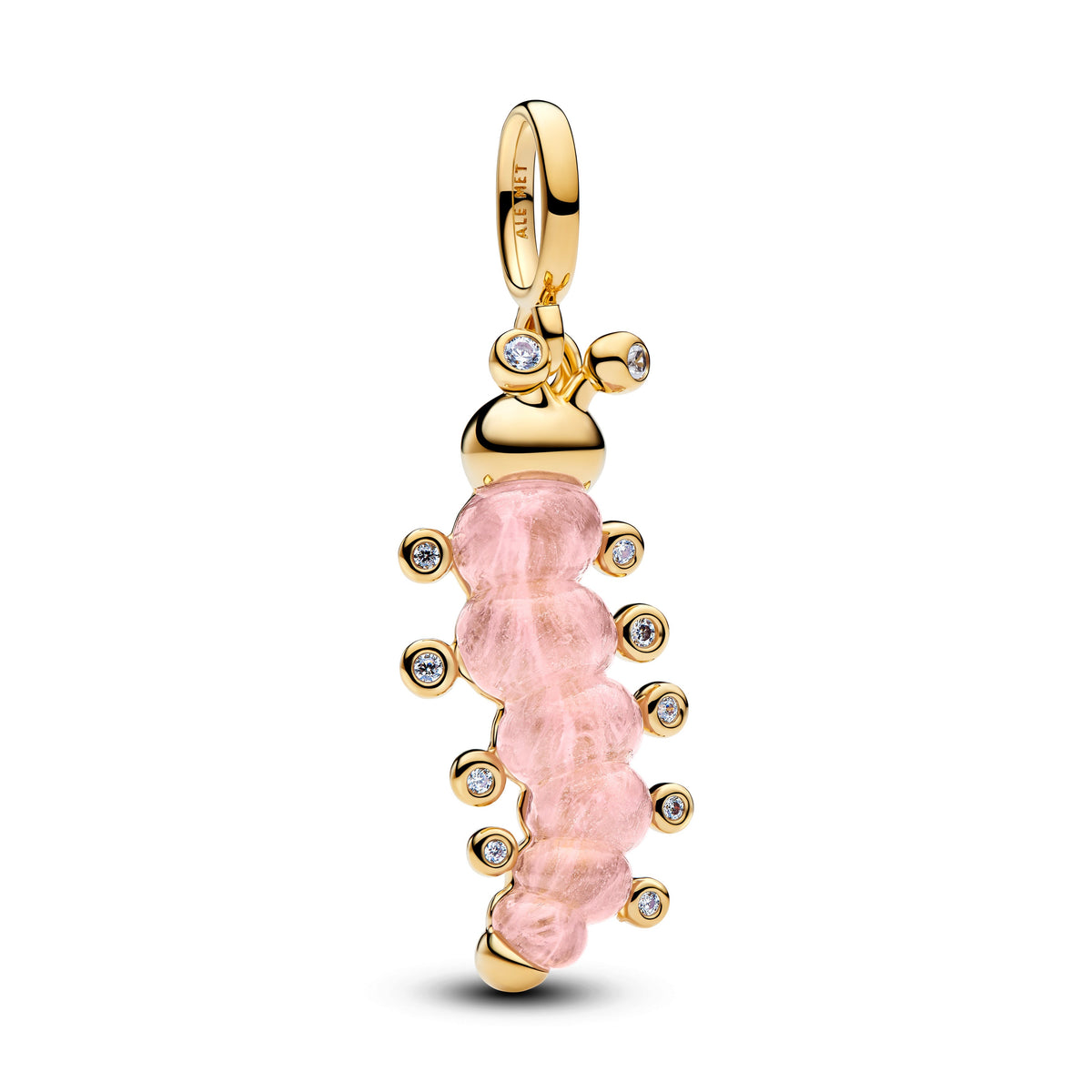 Charm – 14k Gold-Plated – Pink Caterpillar