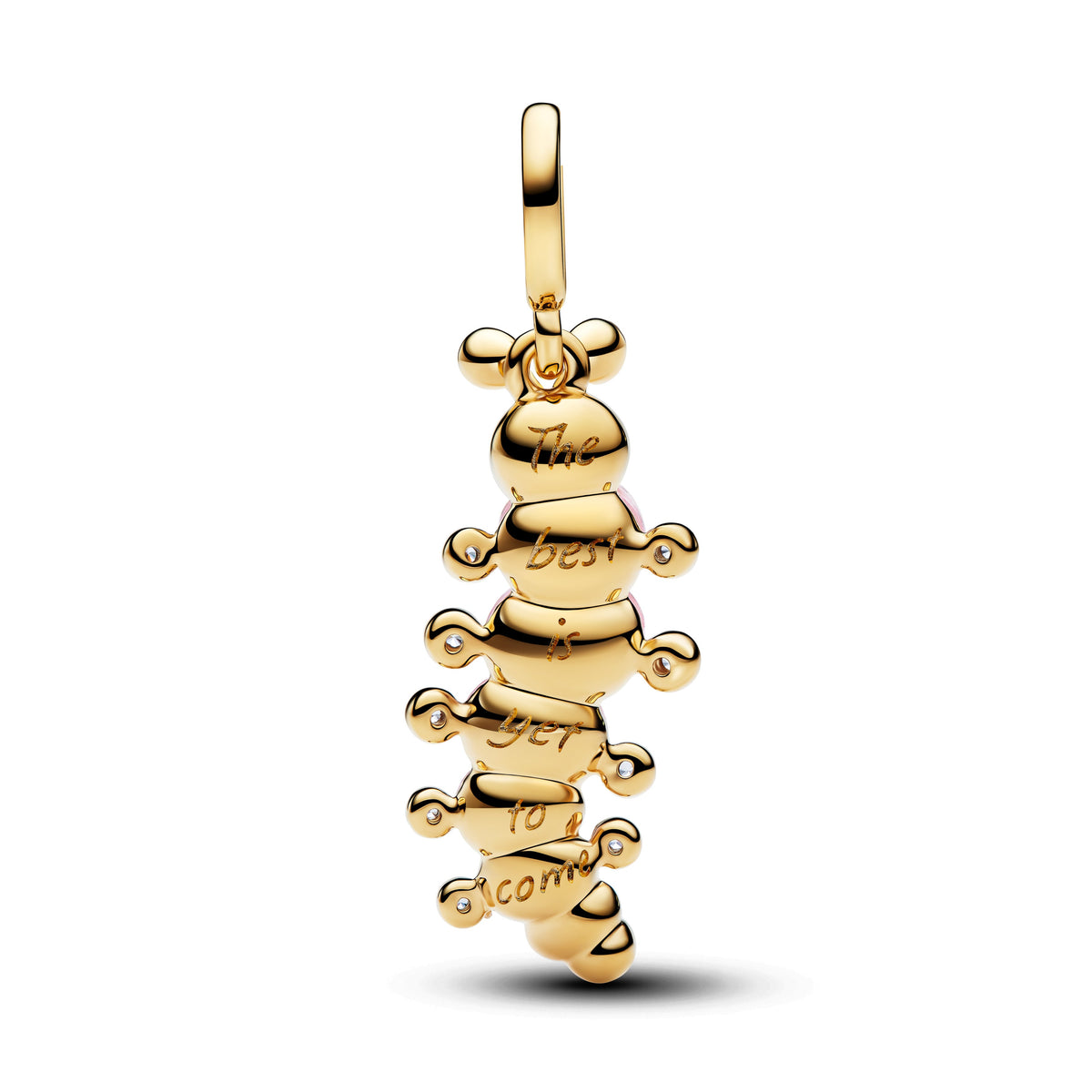 Charm – 14k Gold-Plated – Pink Caterpillar