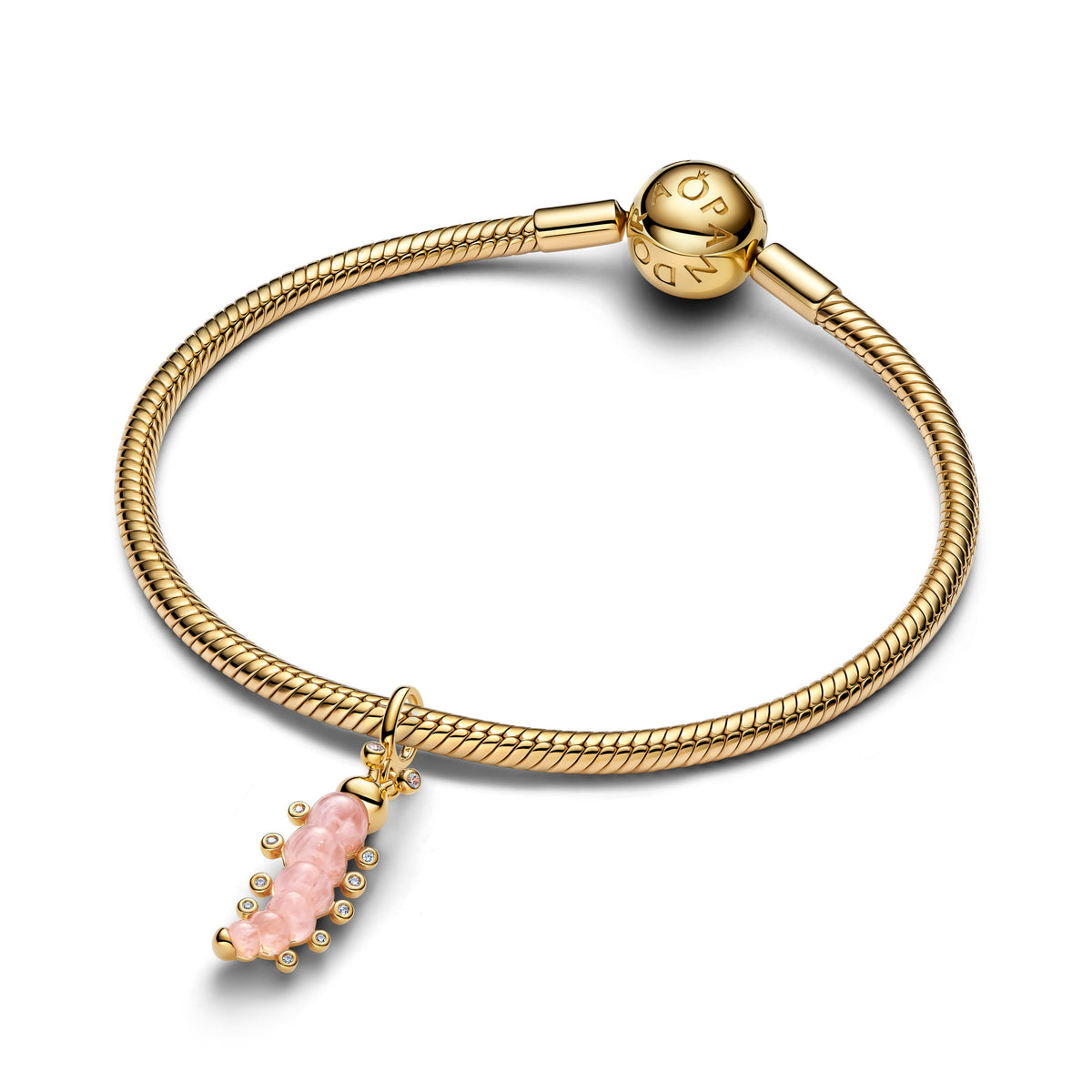 Charm – 14k Gold-Plated – Pink Caterpillar